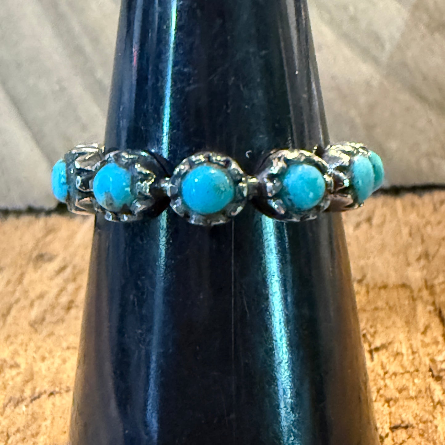 Kingman Turquoise Stackable Ring Sterling Silver Size 6