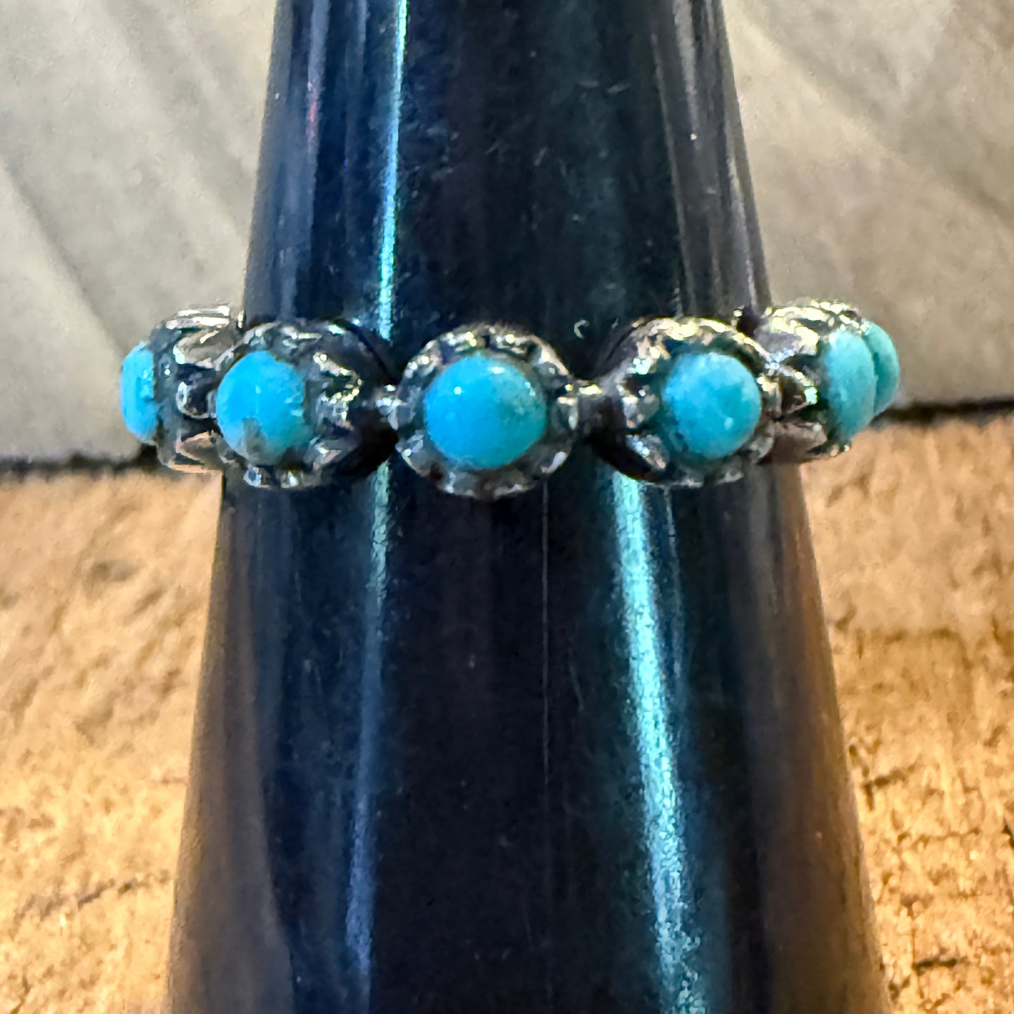 Kingman Turquoise Stackable Ring Sterling Silver Size 6