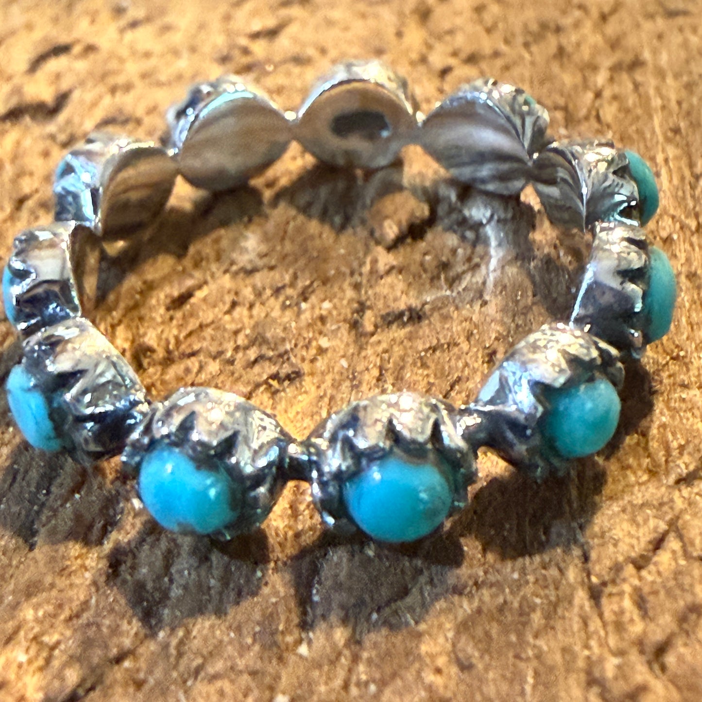 Kingman Turquoise Stackable Ring Sterling Silver Size 6