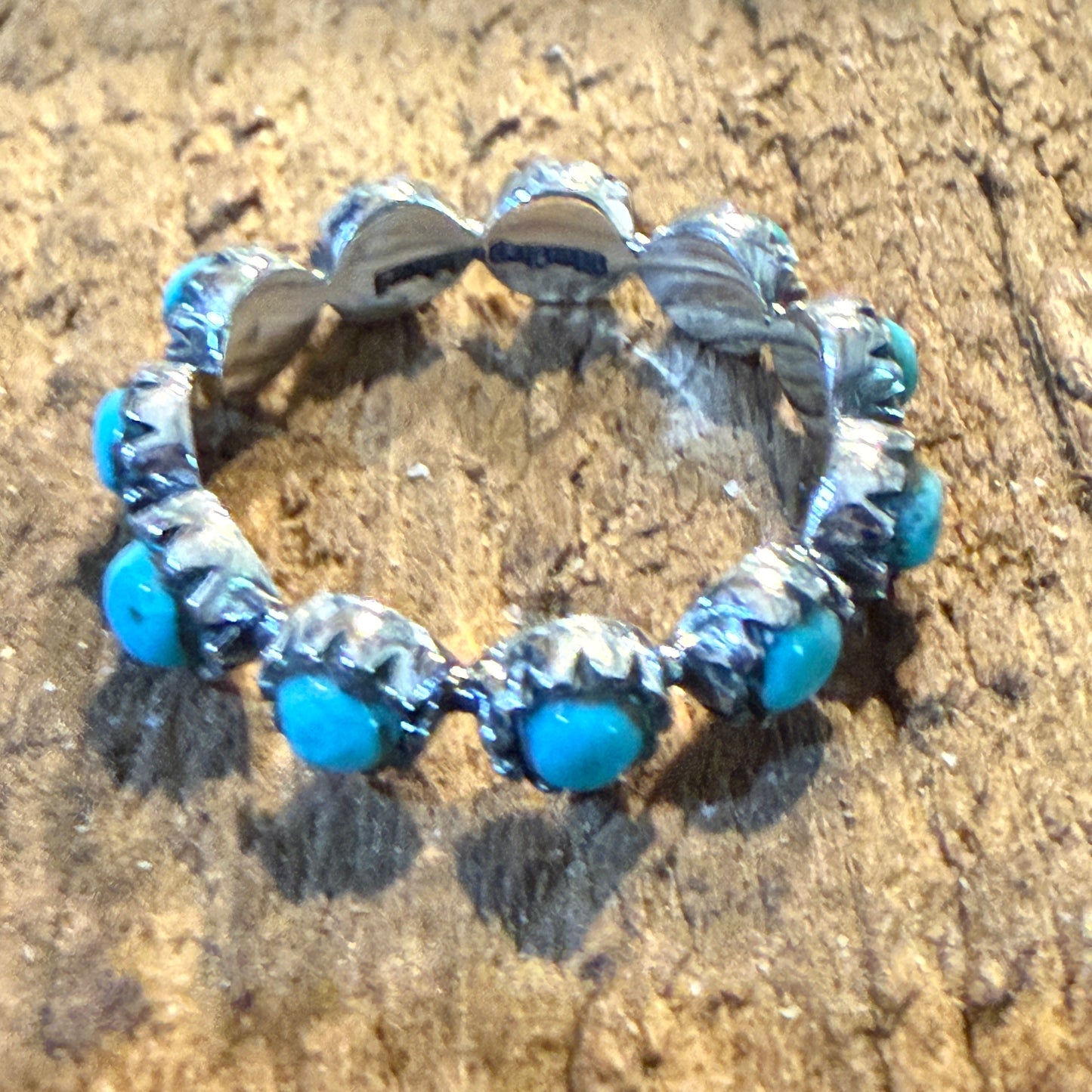 Kingman Turquoise Stackable Ring Sterling Silver Size 6