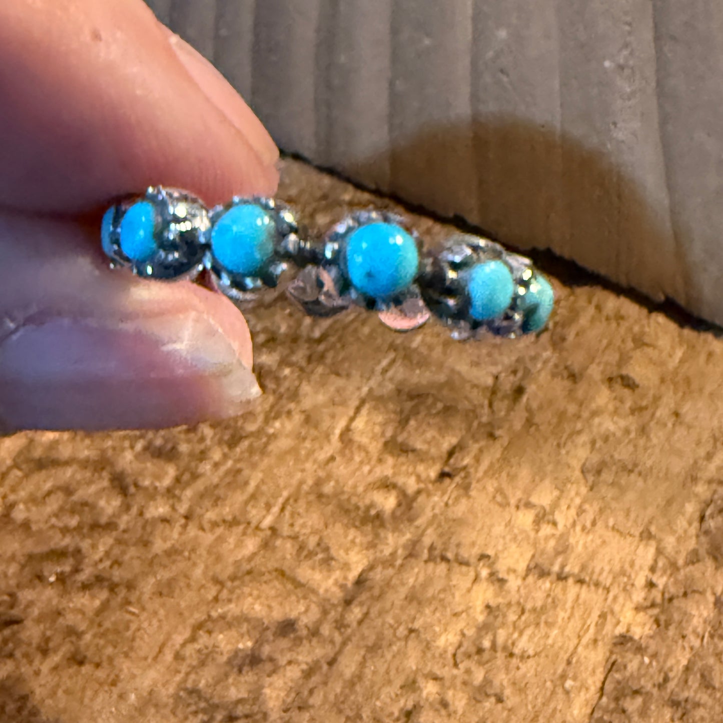 Kingman Turquoise Stackable Ring Sterling Silver Size 6