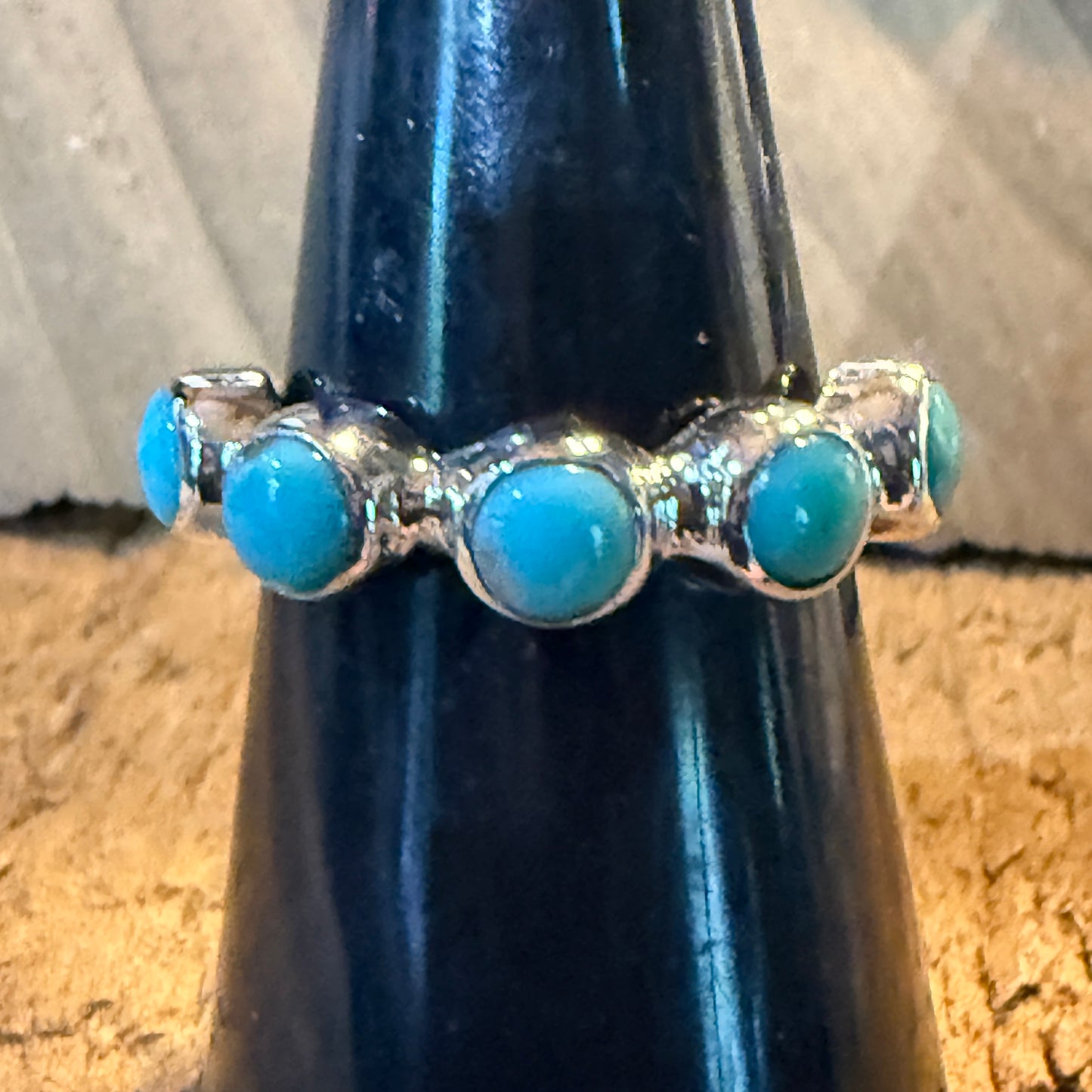 Kingman Turquoise Stackable Ring Sterling Silver Size 6