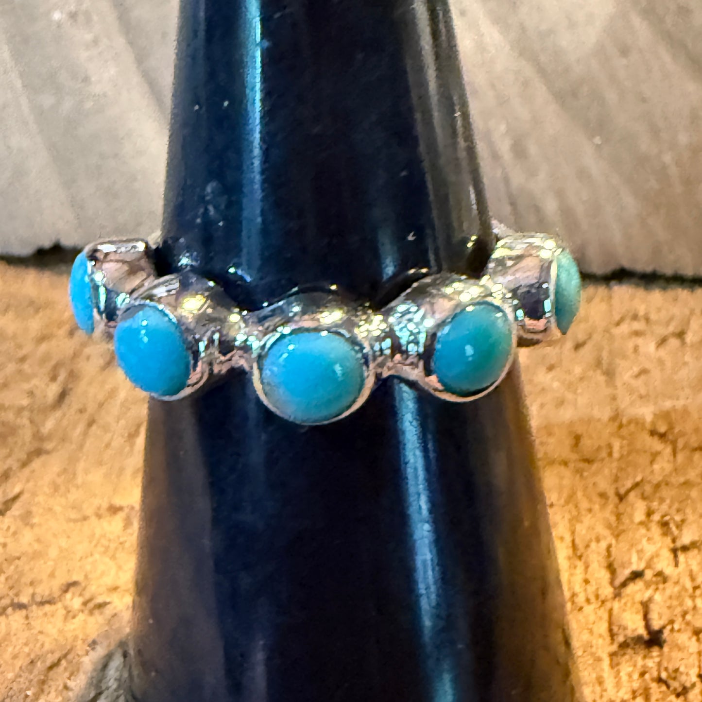 Kingman Turquoise Stackable Ring Sterling Silver Size 6