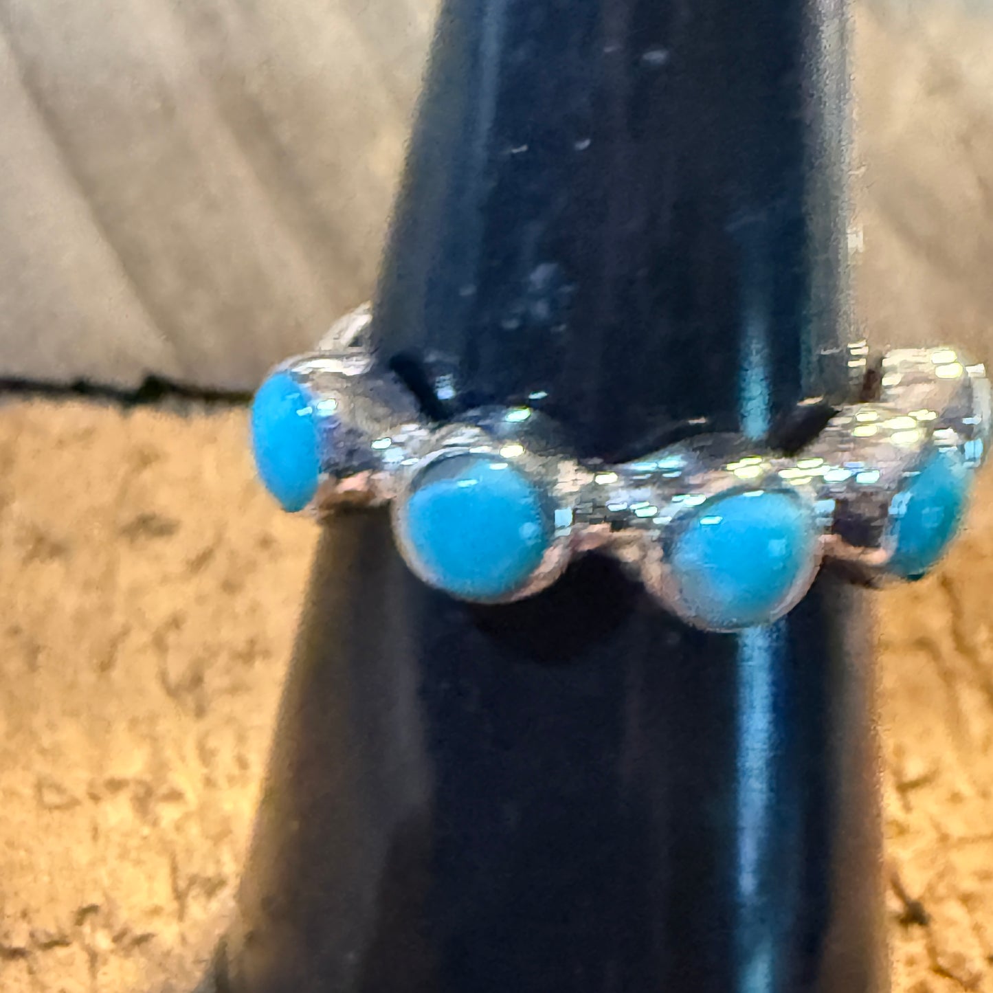 Kingman Turquoise Stackable Ring Sterling Silver Size 6