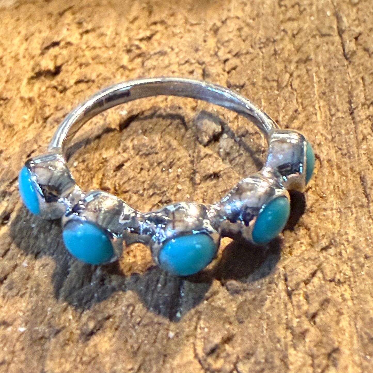 Kingman Turquoise Sterling Silver Stacking Ring Size 6