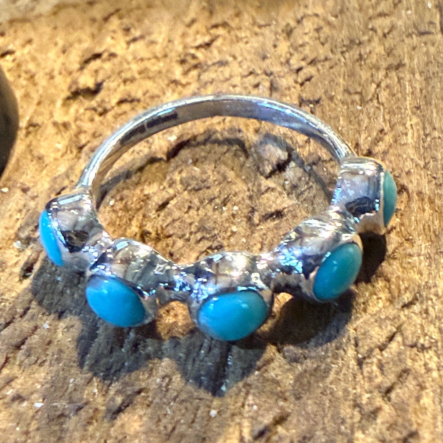 Kingman Turquoise Sterling Silver Stacking Ring Size 6