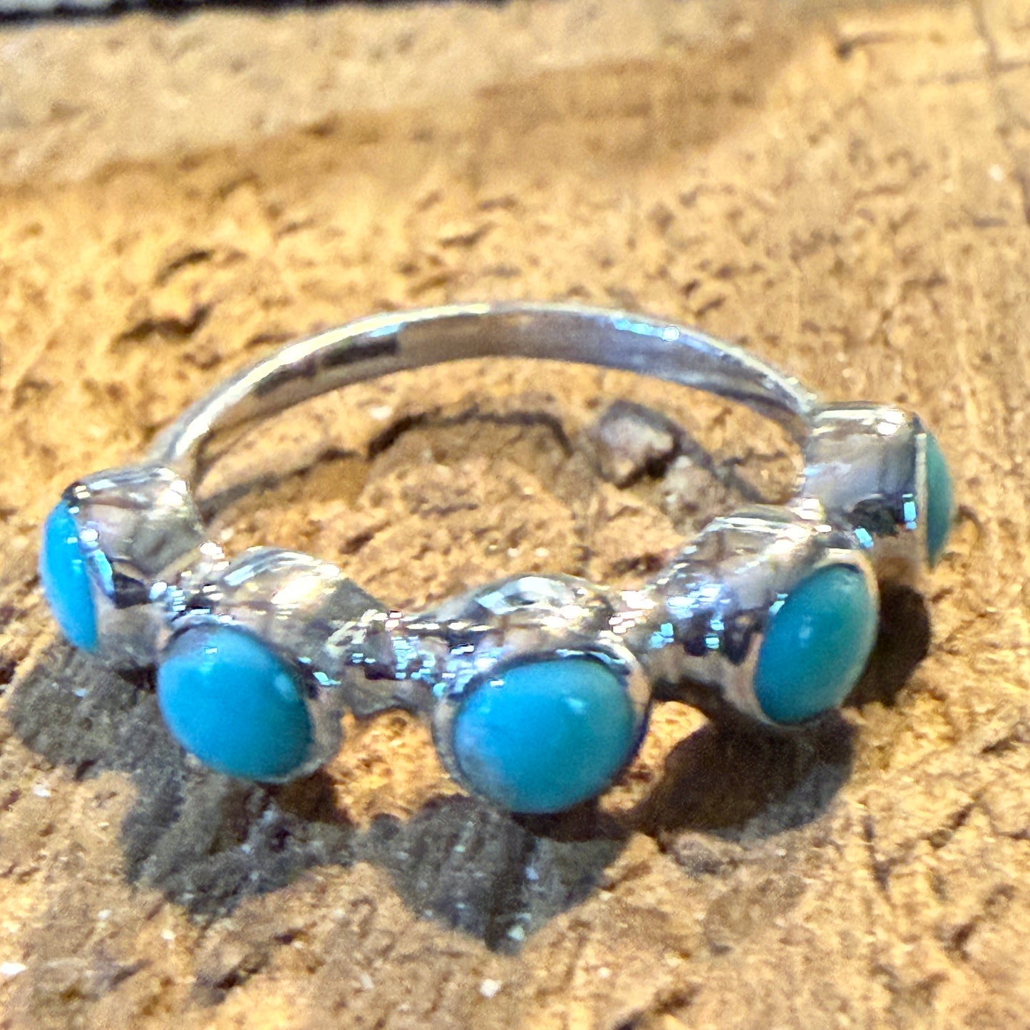 Kingman Turquoise Sterling Silver Stacking Ring Size 6