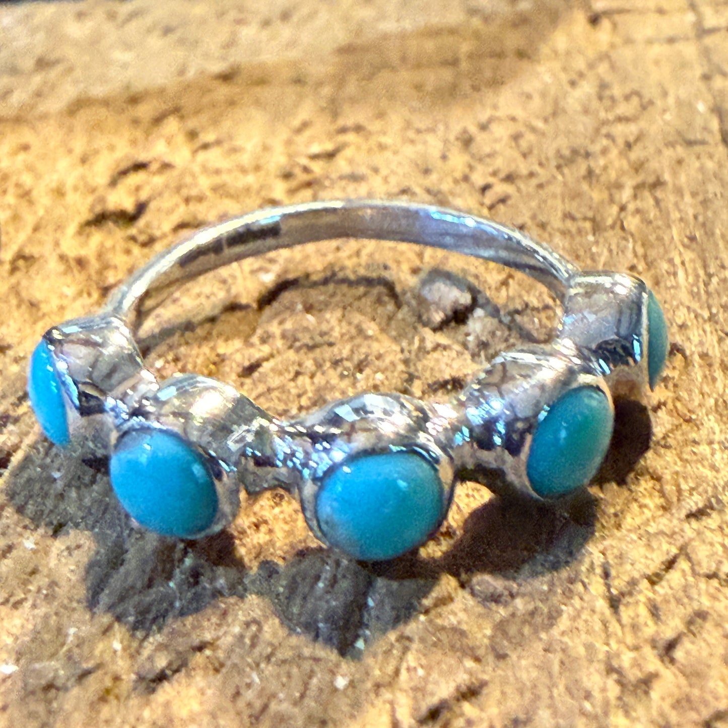 Kingman Turquoise Sterling Silver Stacking Ring Size 6