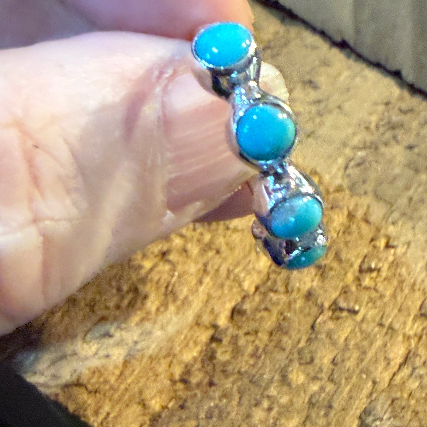 Kingman Turquoise Sterling Silver Stacking Ring Size 6