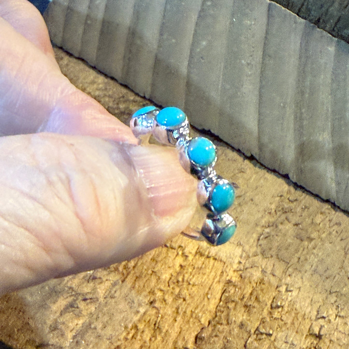 Kingman Turquoise Sterling Silver Stacking Ring Size 6