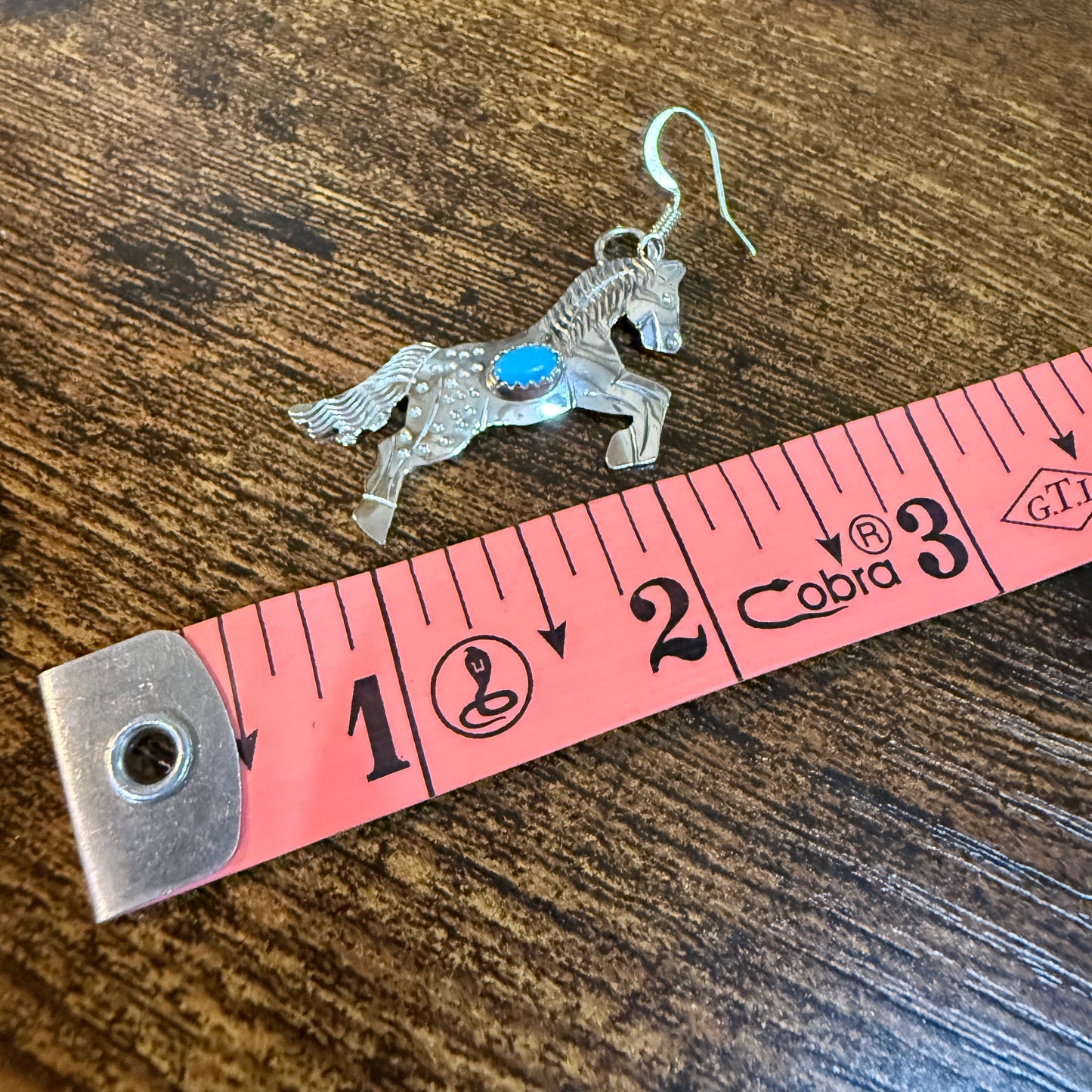 Kingman Turquoise Horse Estuarian Drop Wire Earrings In Sterling Silver