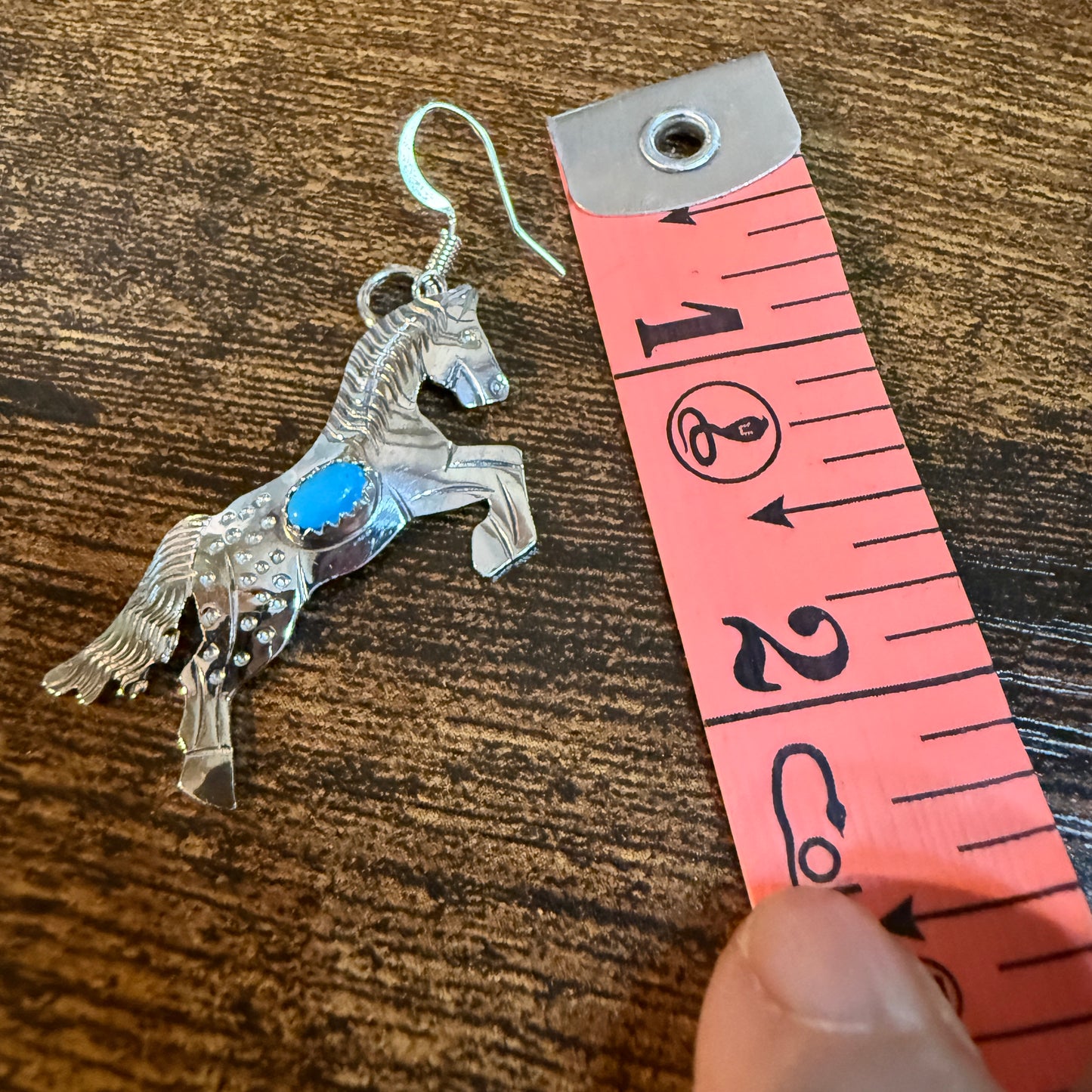 Kingman Turquoise Horse Estuarian Drop Wire Earrings In Sterling Silver