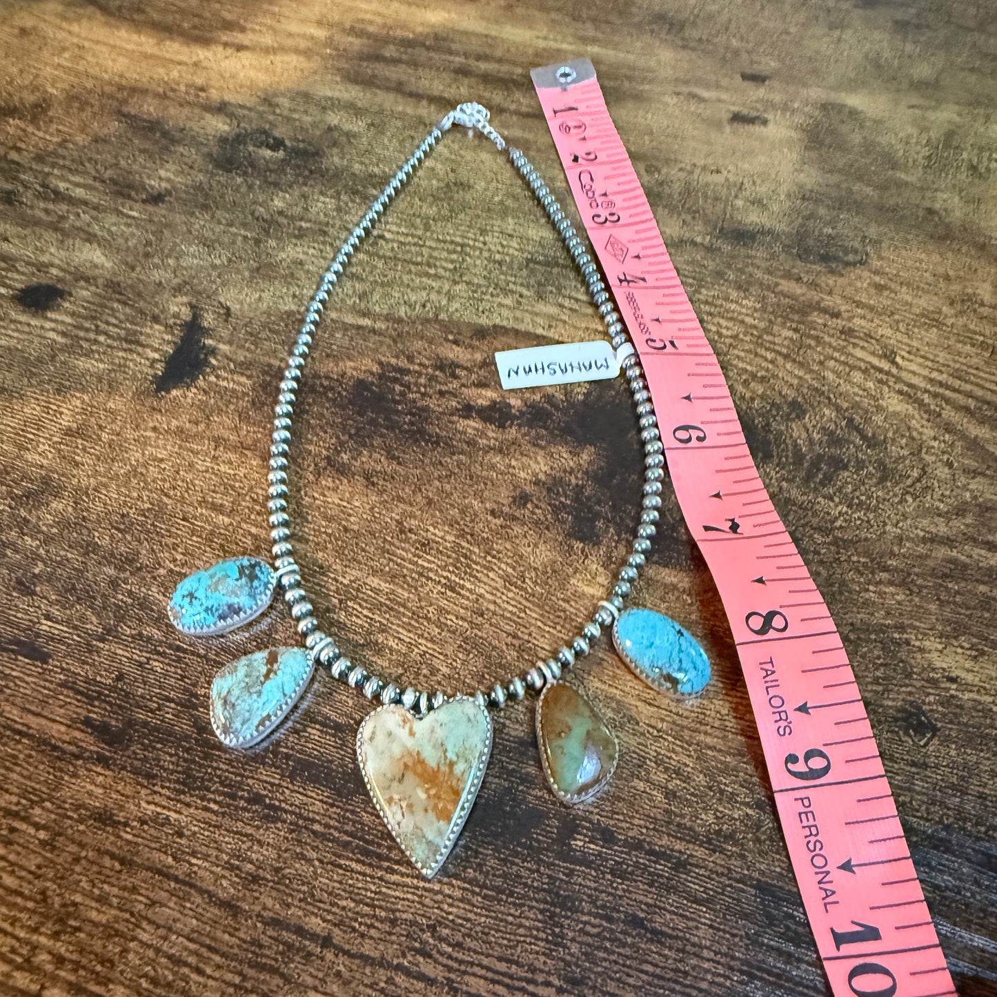 Native Inspired Royston Ribbon Turquoise Choker With 3mm Sterling Silver Pearls