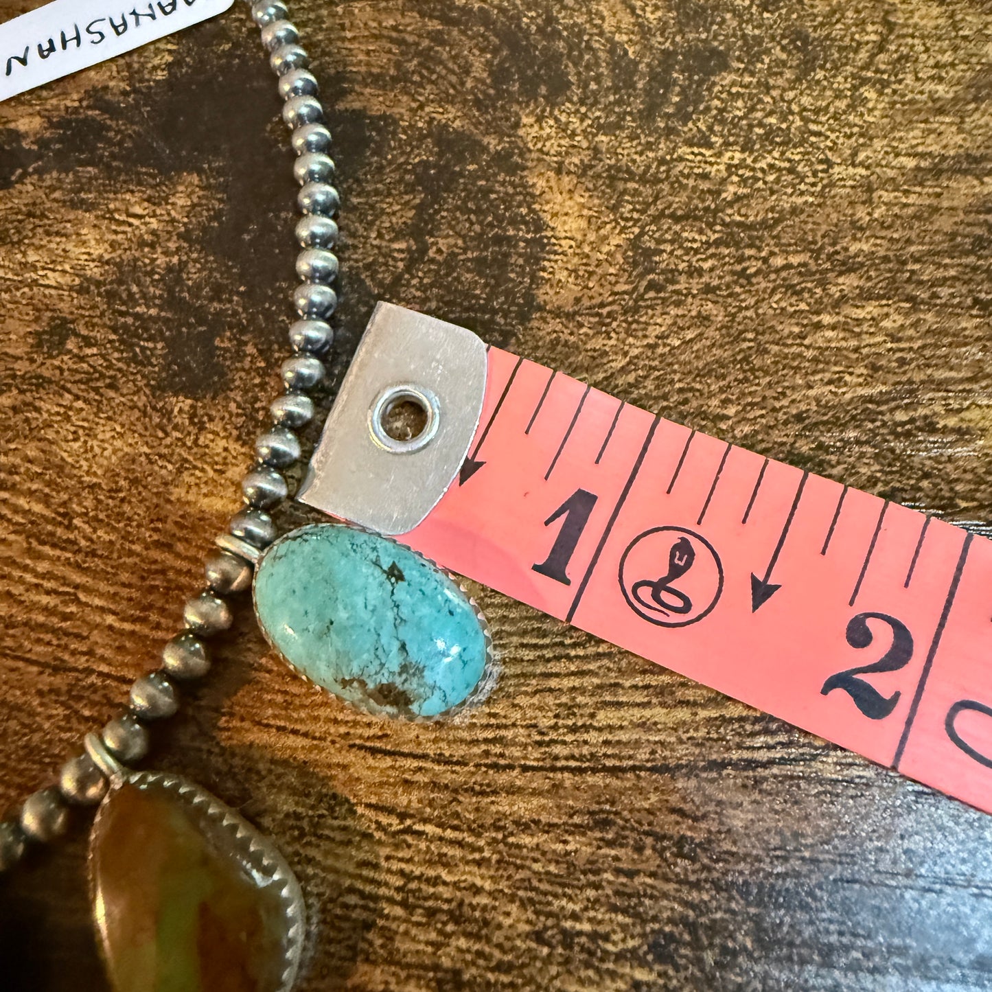 Native Inspired Royston Ribbon Turquoise Choker With 3mm Sterling Silver Pearls