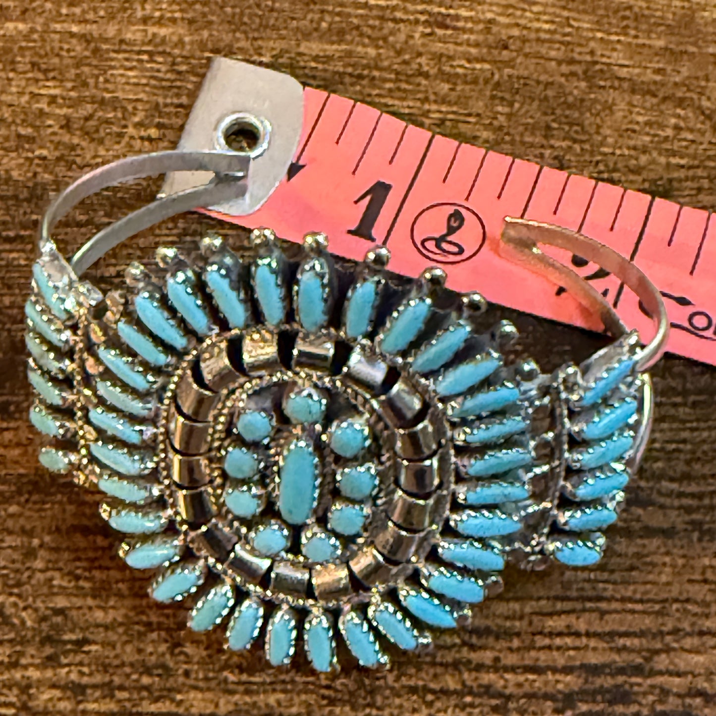 Native Handmade Naz Signed Kingman Turquoise Cuff Bracelet Sterling Silver Small