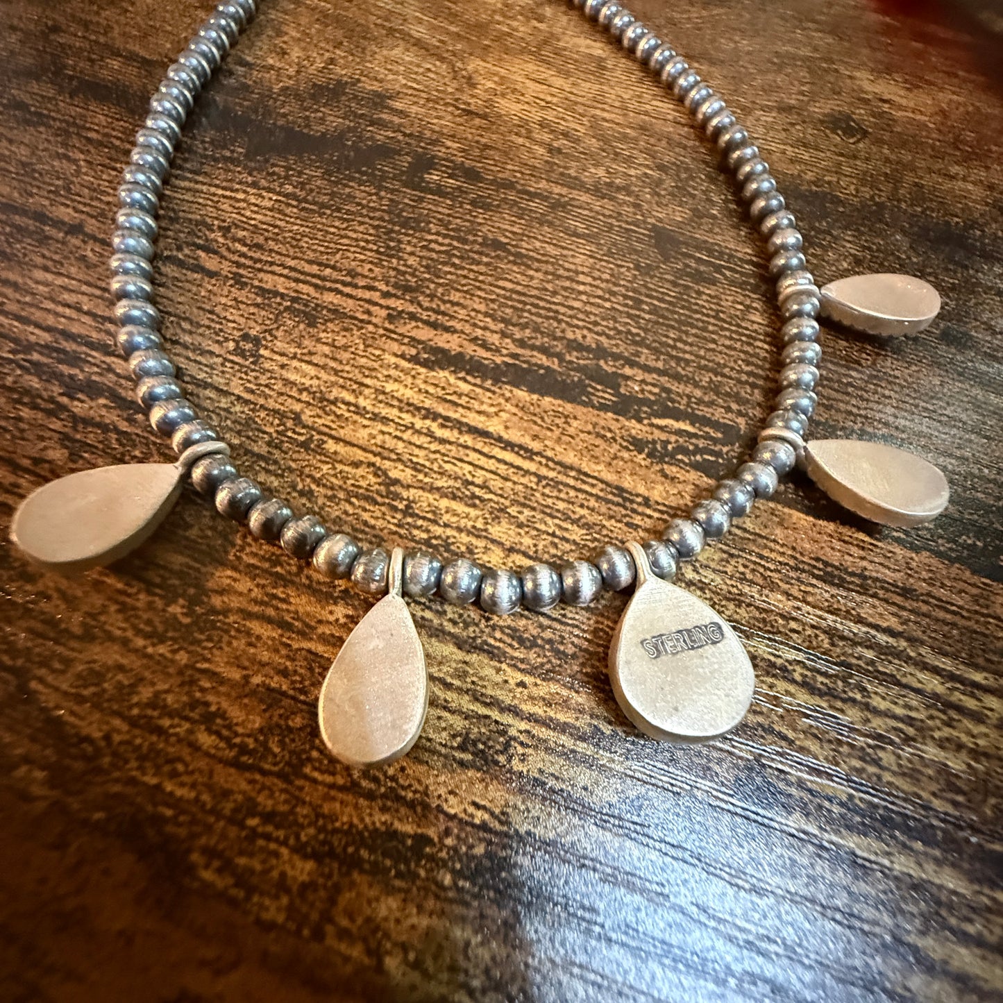 Southwestern Orange Spiny Oyster Gemstone Choker Necklace With 3mm Sterling Silver Beads