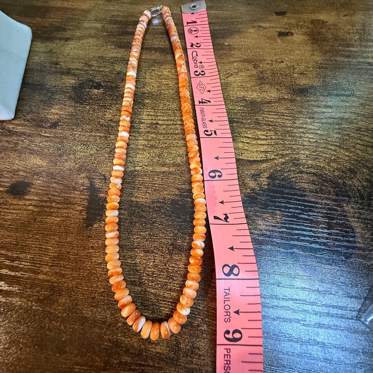 Native Handmade Spiny Oyster 6mm Rondelle Bead Necklace Sterling Silver 18 Inch