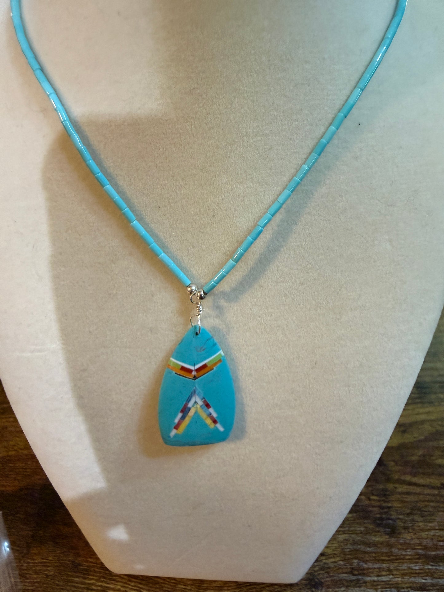 Navajo Style Handmade Turquoise Necklace Sterling Silver