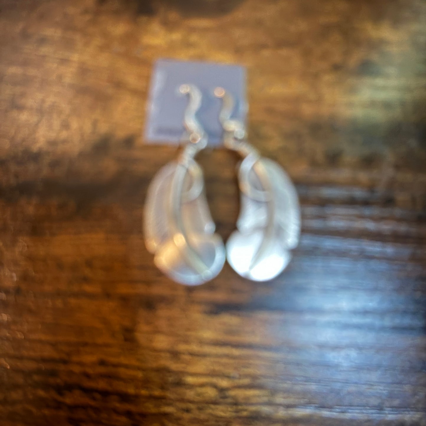 Native Handmade Feather Wire Drop Earrings Sterling Silver