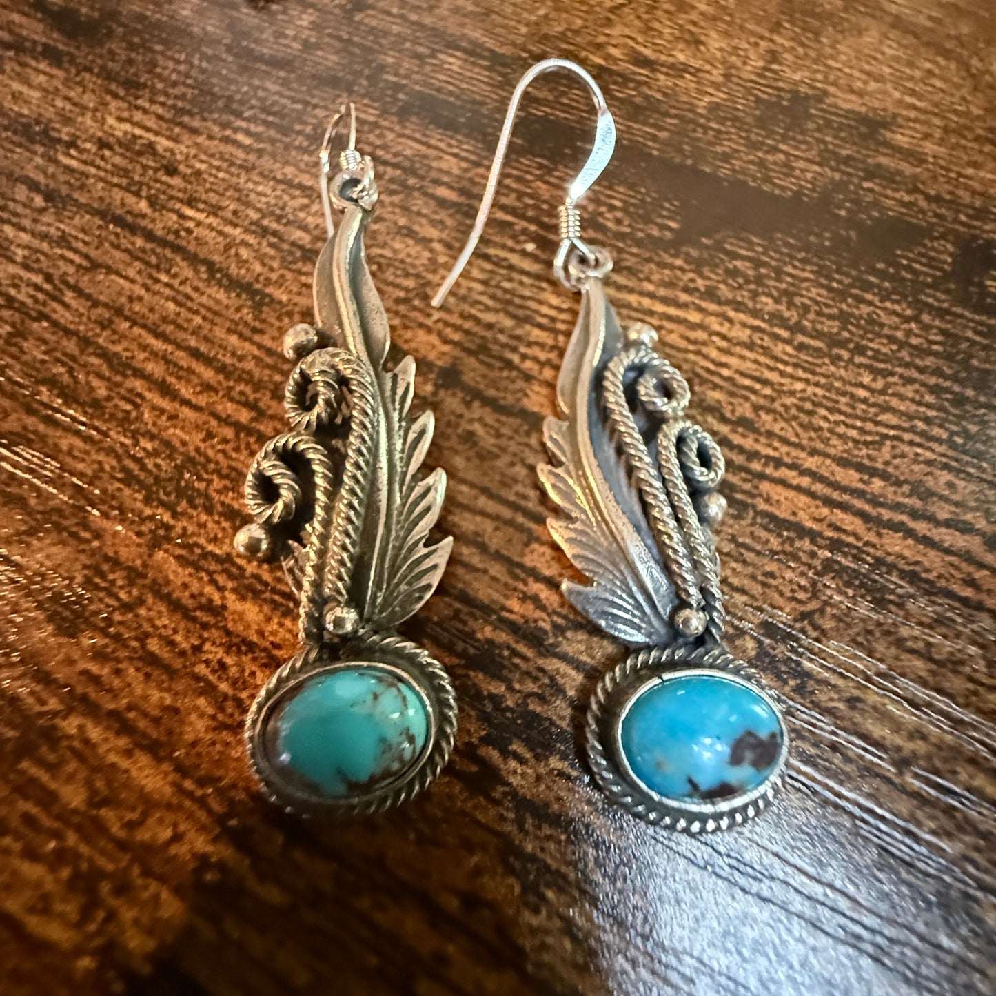 Native Handmade Genevieve Francisco Kingman Drop Earrings Sterling Silver