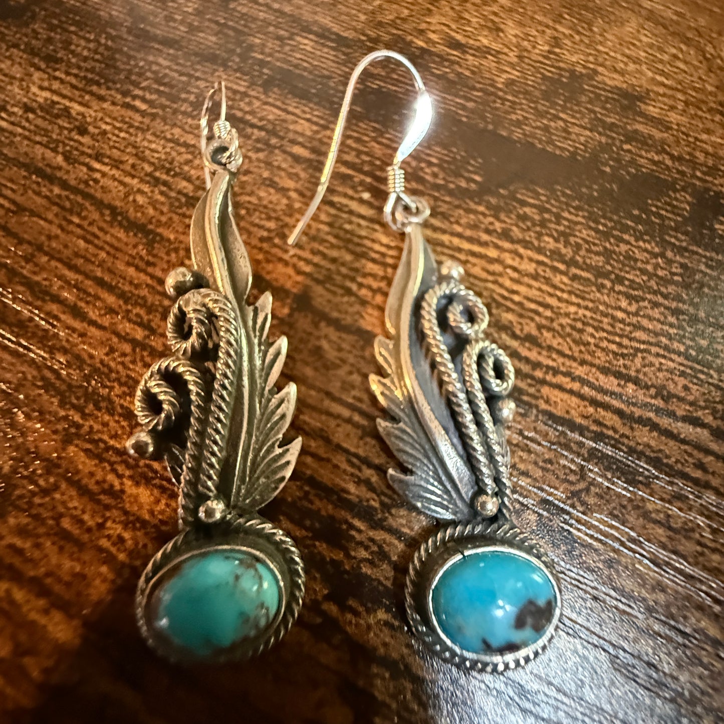 Native Handmade Genevieve Francisco Kingman Drop Earrings Sterling Silver