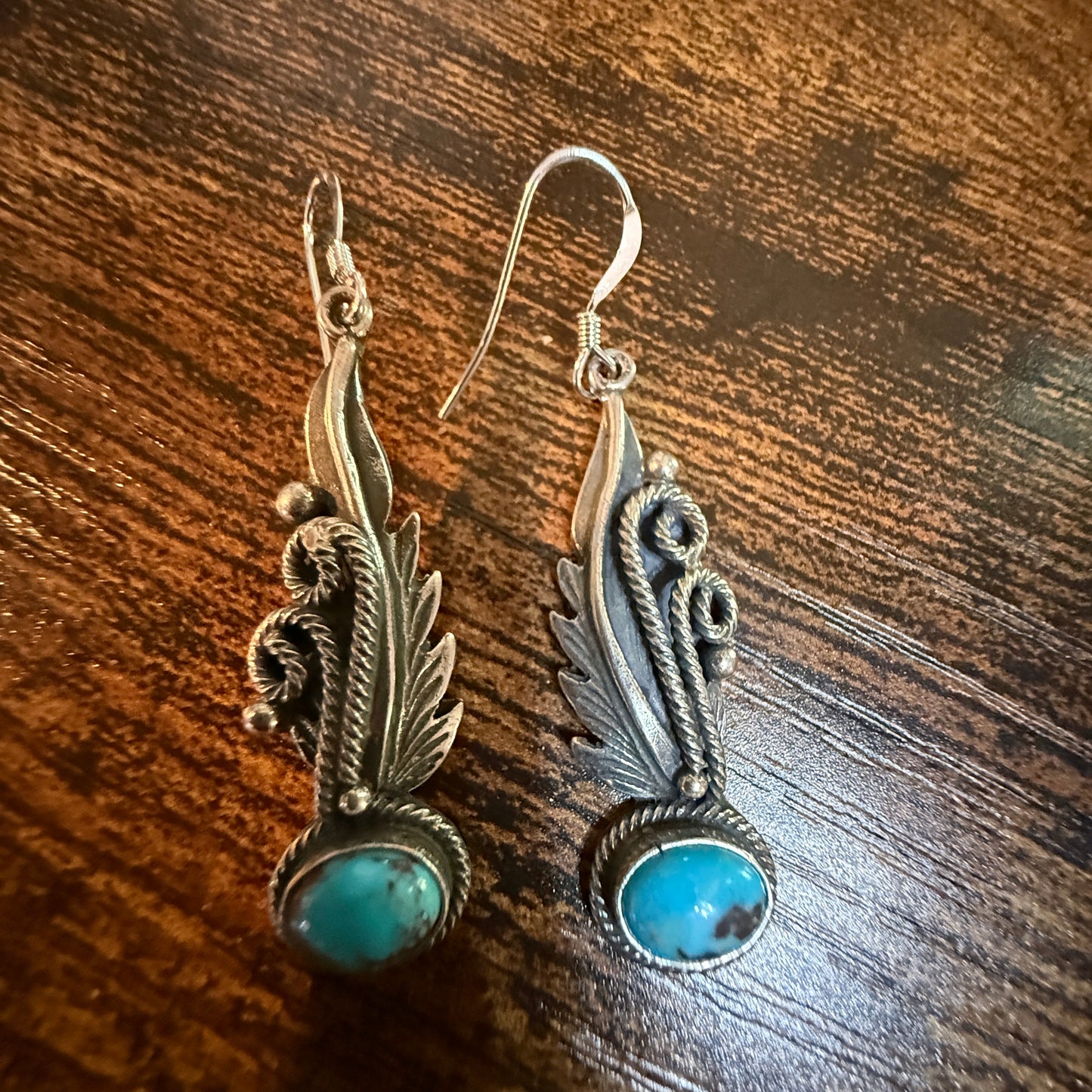 Native Handmade Genevieve Francisco Kingman Drop Earrings Sterling Silver