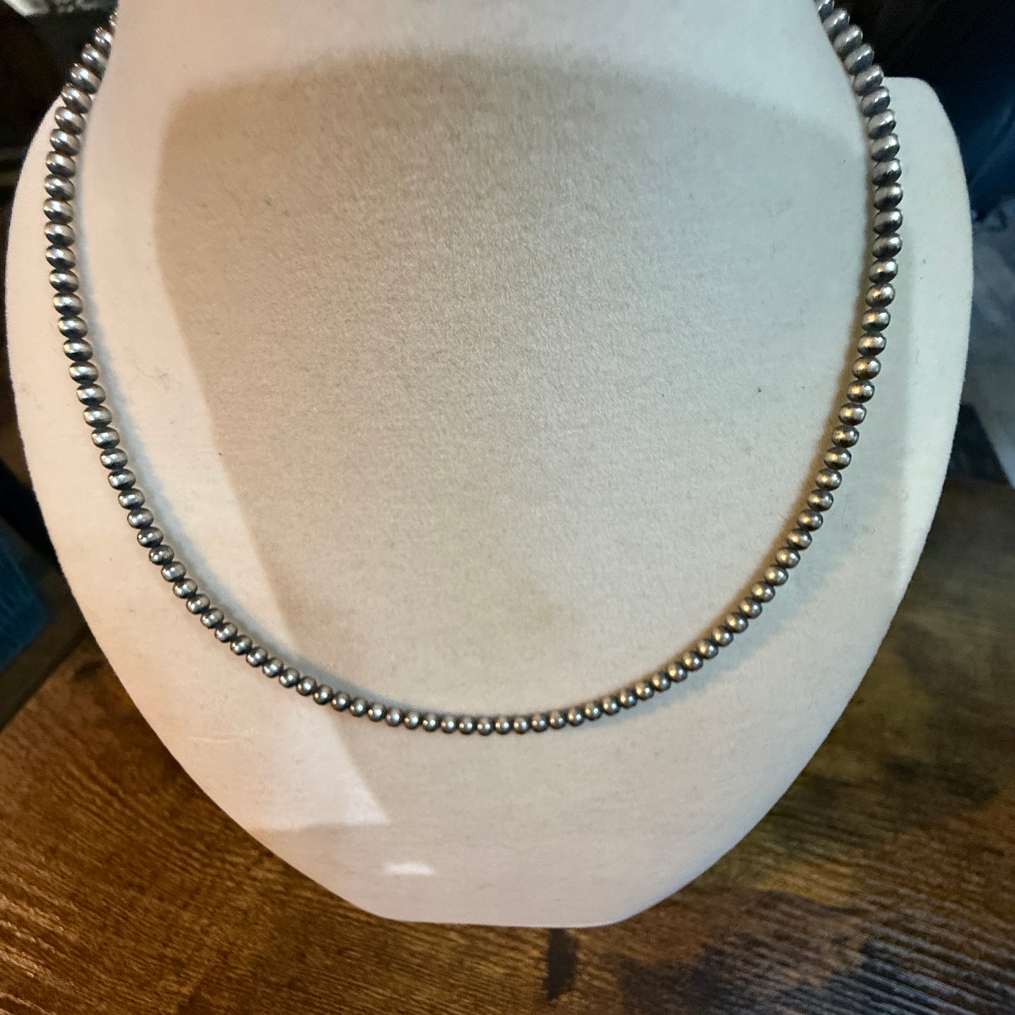 Navajo Style Desert Pearls Choker Necklace 14 Inch Sterling Silver