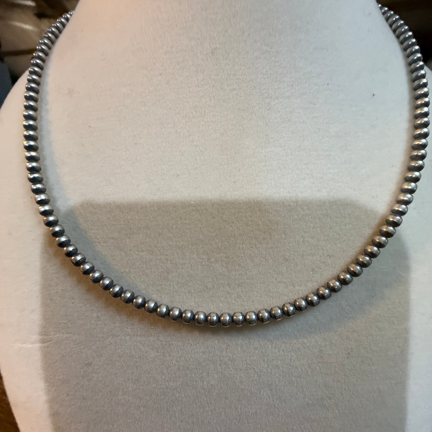 Navajo Style Desert Pearls Choker Necklace 14 Inch Sterling Silver