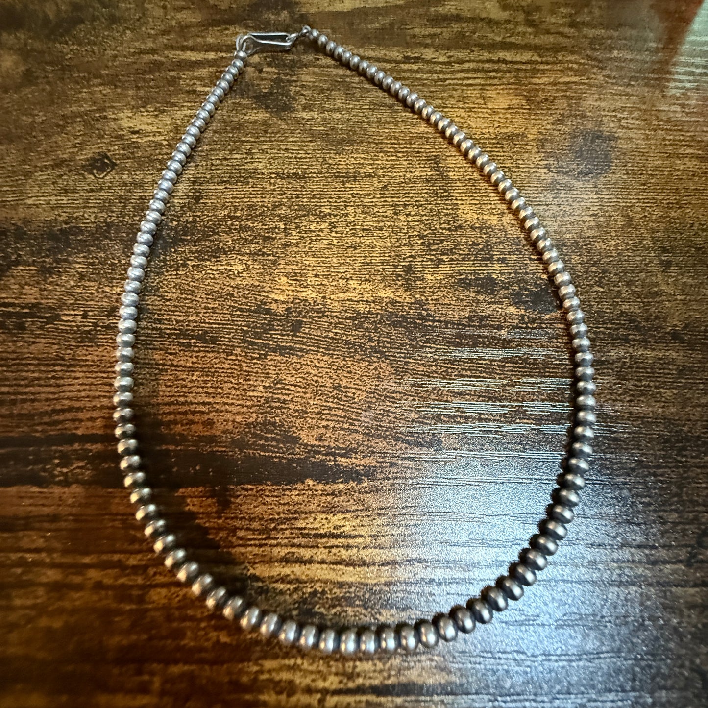 Navajo Style Desert Pearls Choker Necklace 14 Inch Sterling Silver