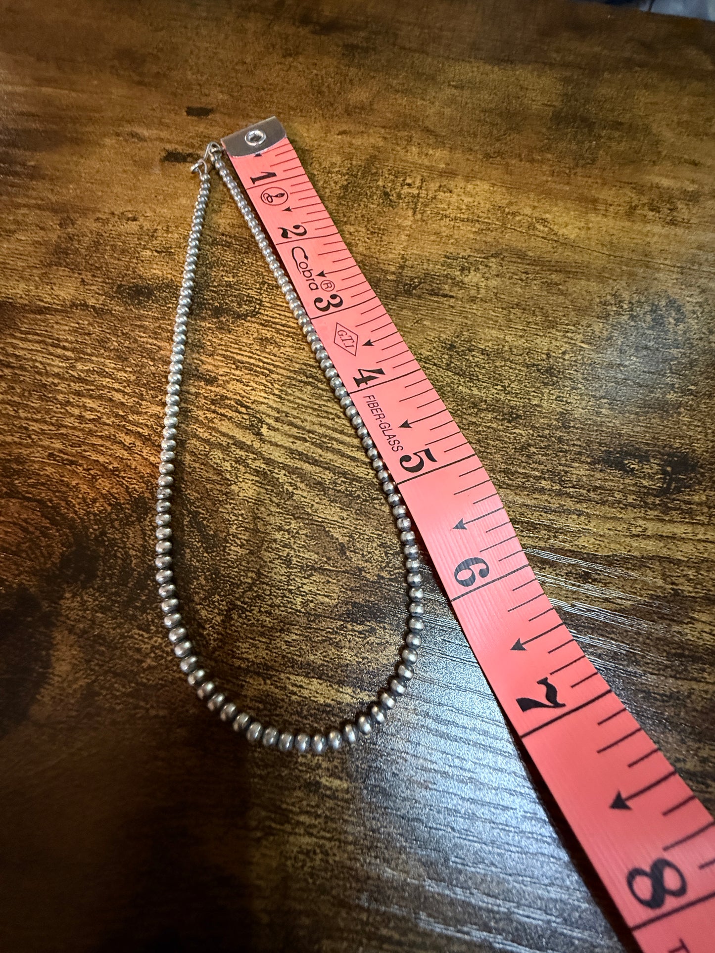 Navajo Style Desert Pearls Choker Necklace 14 Inch Sterling Silver
