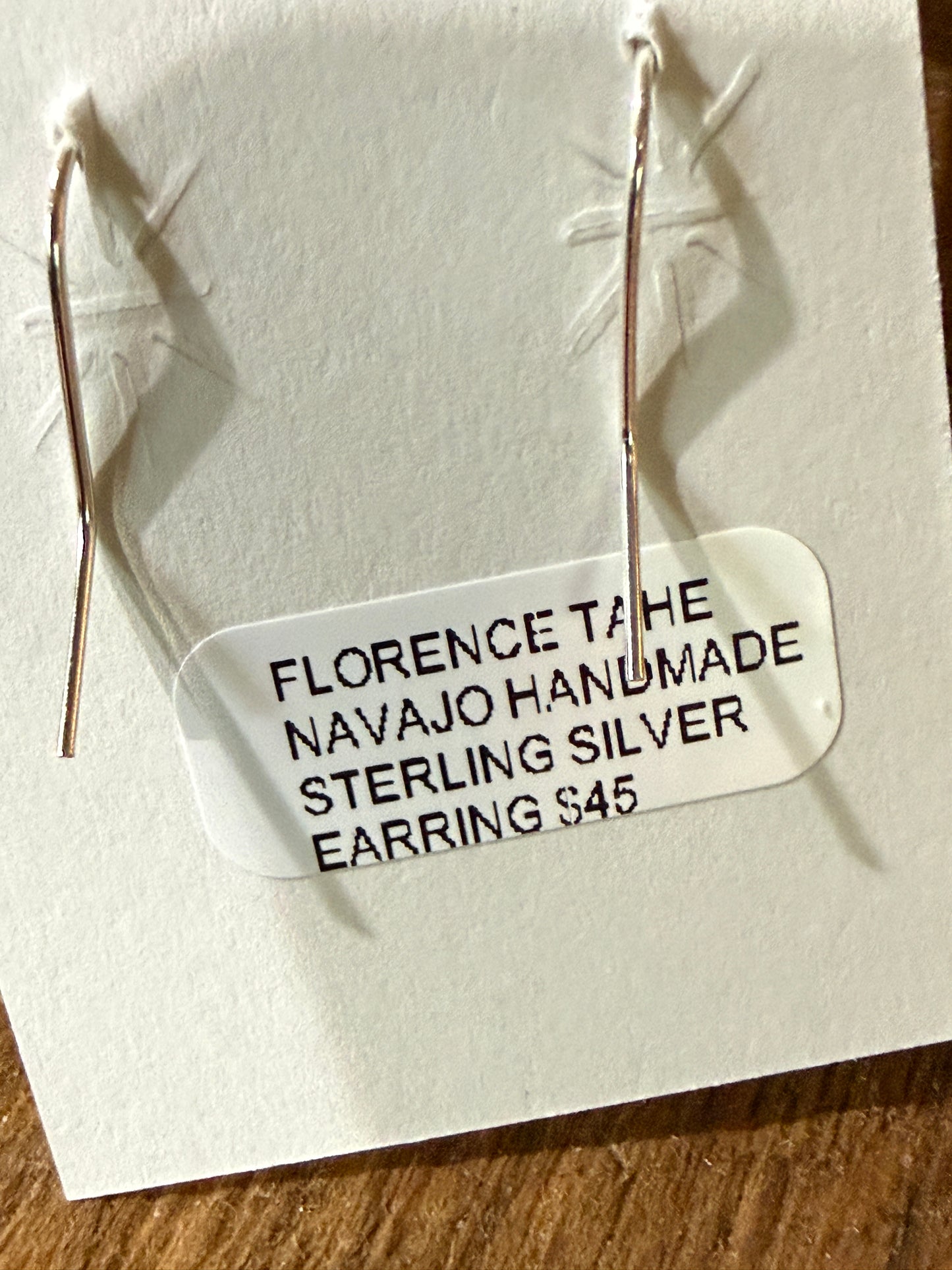 Navajo Handmade Florence Tahe Signed Sterling Silver Wire Earrings 1.75 Drop