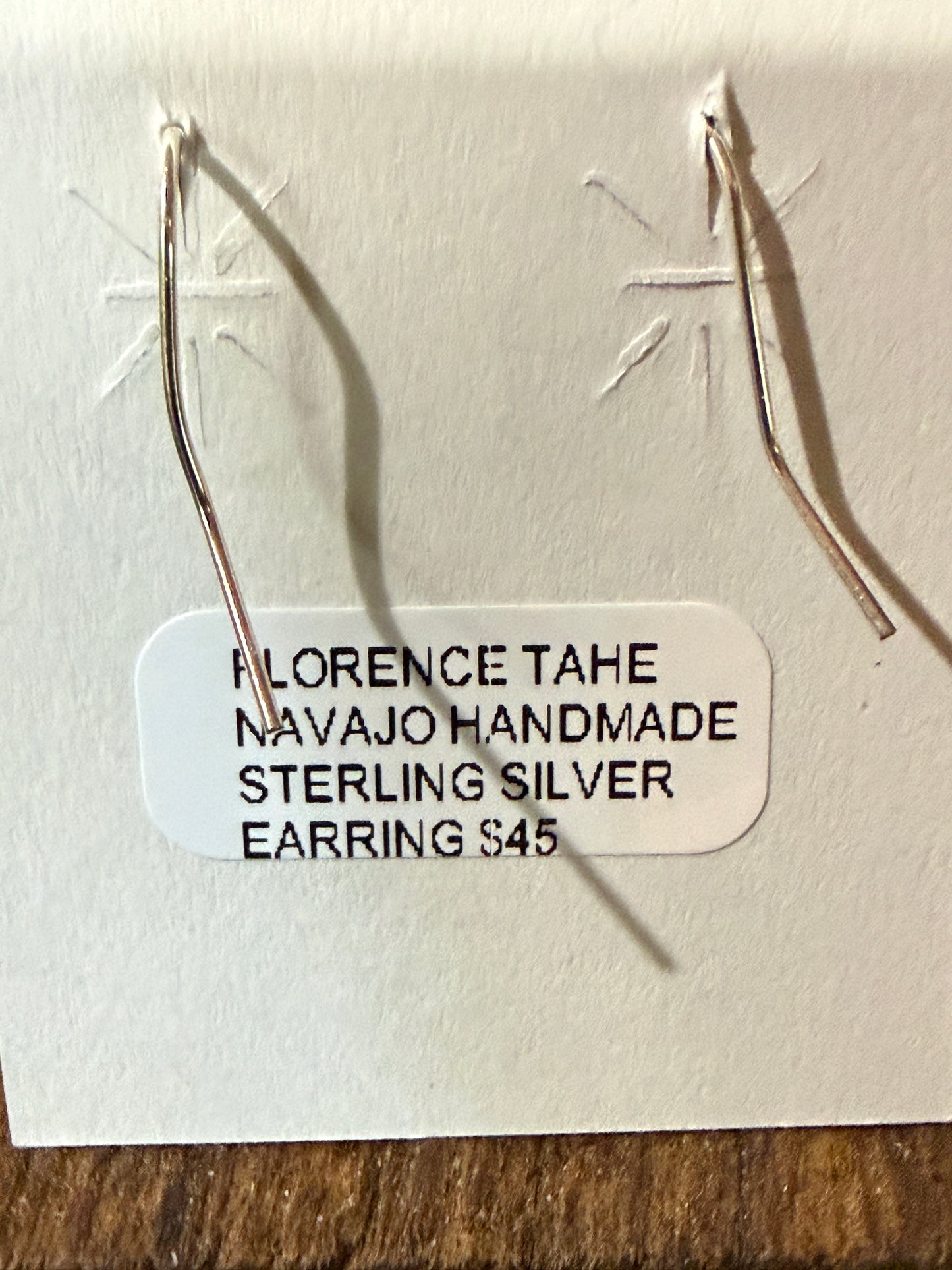 Navajo Handmade Florence Tahe Wire Earrings Sterling Silver 1.75 Inch Drop
