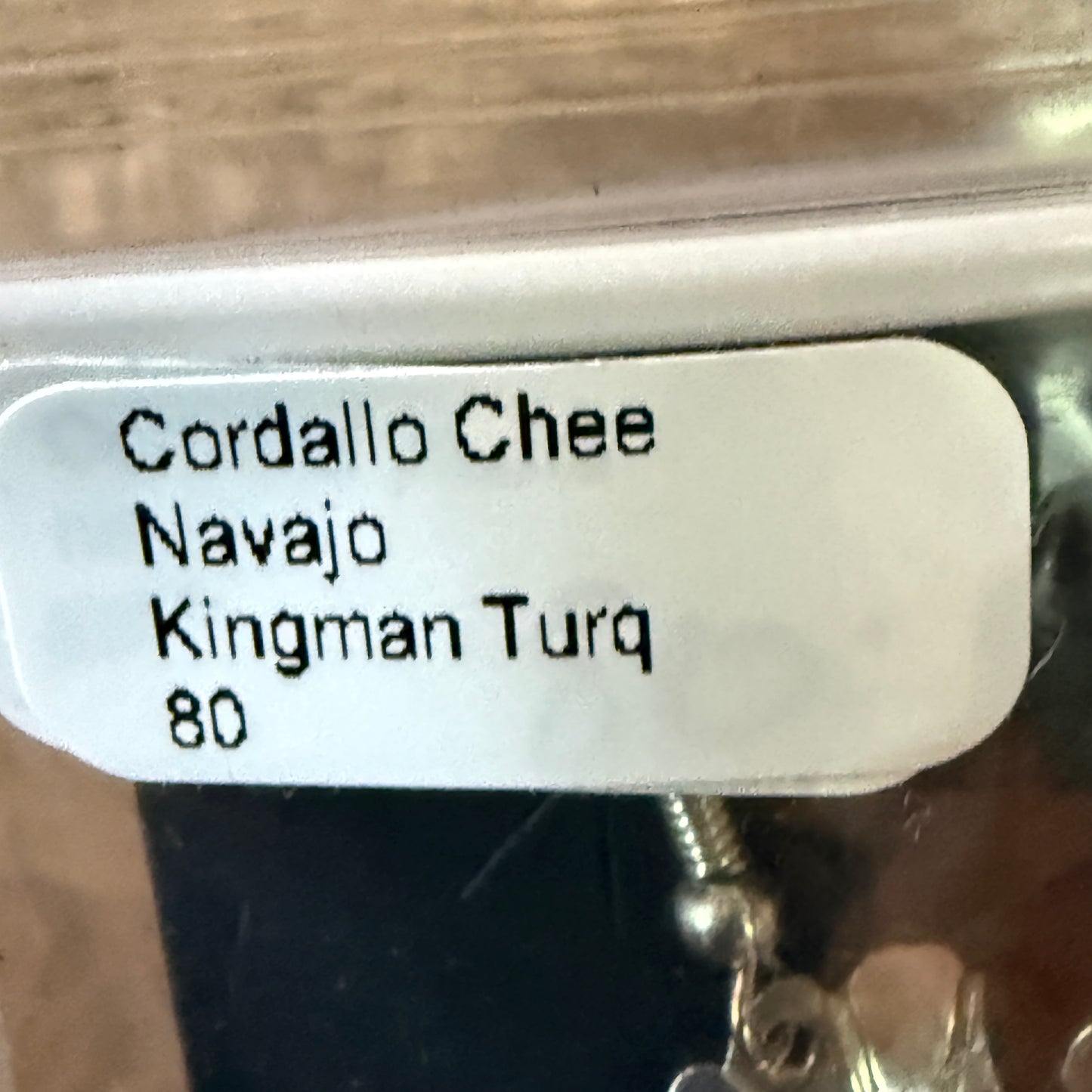 Navajo Handmade Kingman Turquoise Cordallo Chee Earring Sterling Silver