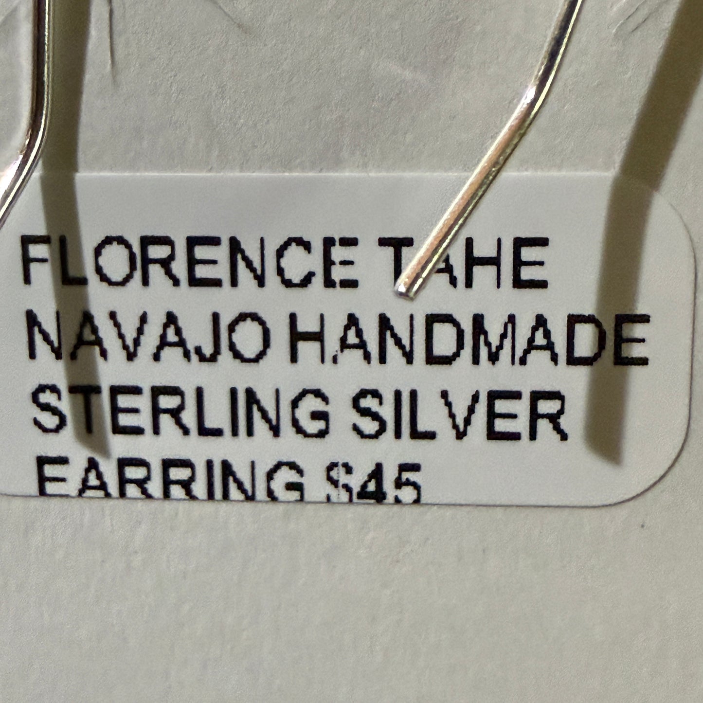 Navajo Handmade Florence Tahe Signed Wire Earrings Sterling Silver 1.75 Drop
