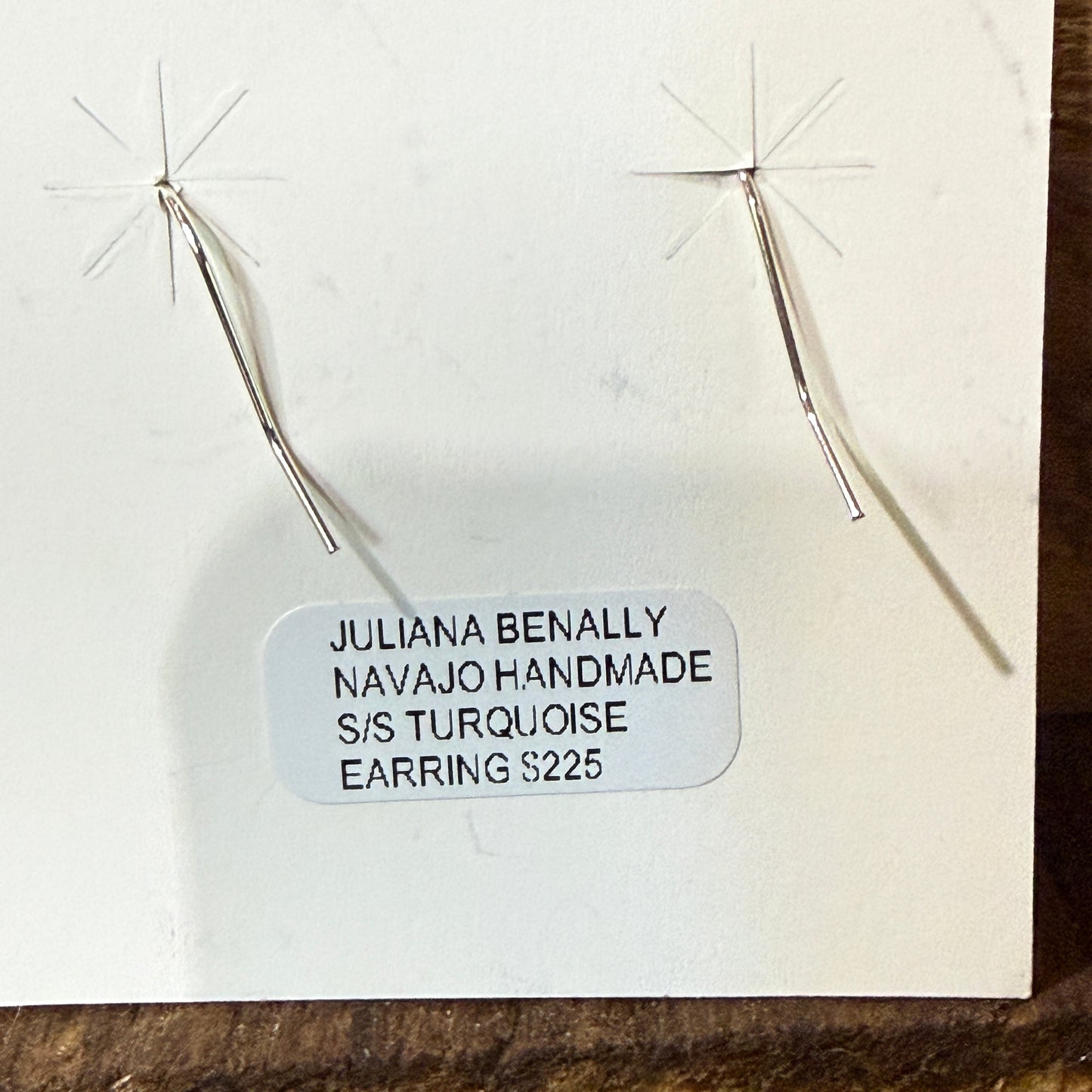 Navajo Handmade Juliana Benally Kingman Drop Earring Cluster Sterling Silver