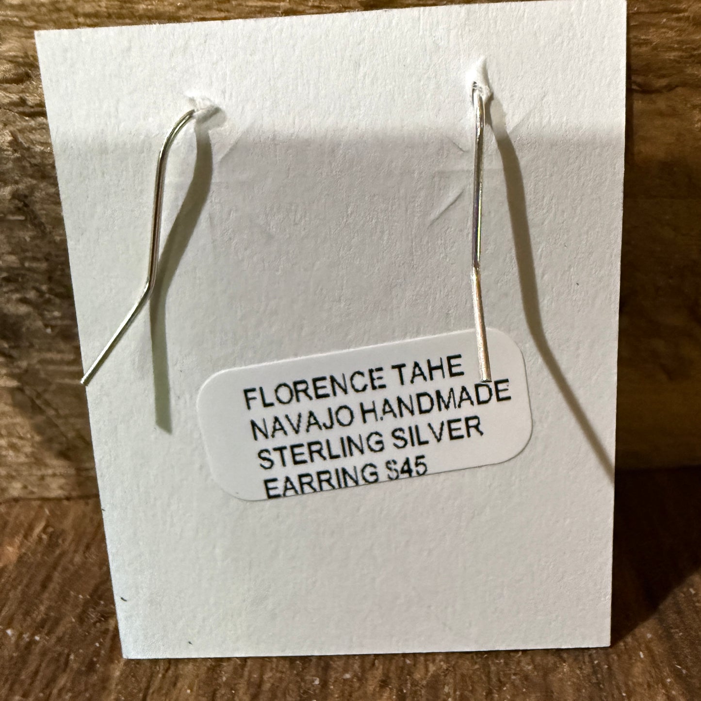 Navajo Handmade Florence Tahe Signed Wire Earrings Sterling Silver 1.75 Drop
