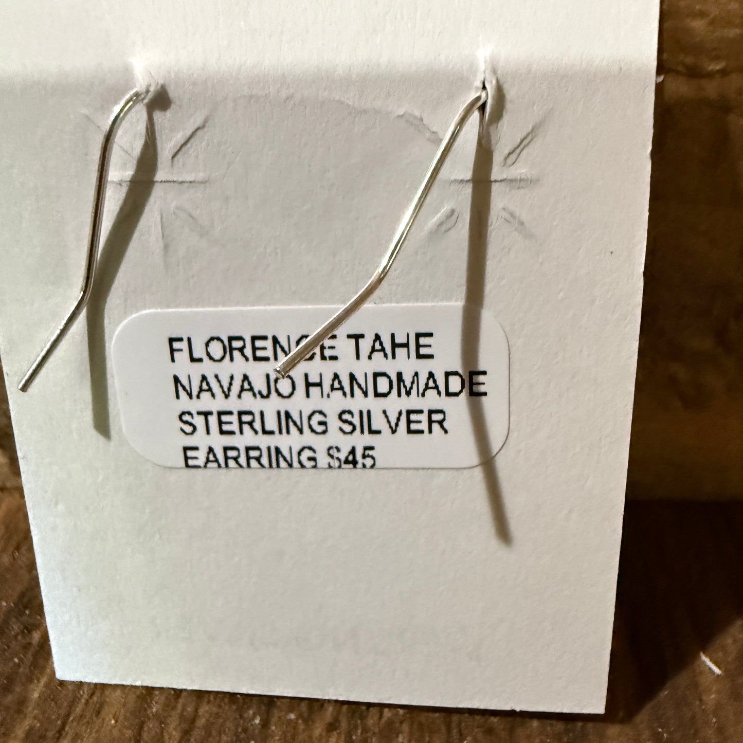 Navajo Florence Tahe Signed Wire Earrings Sterling Silver 1.75 Inch Drop