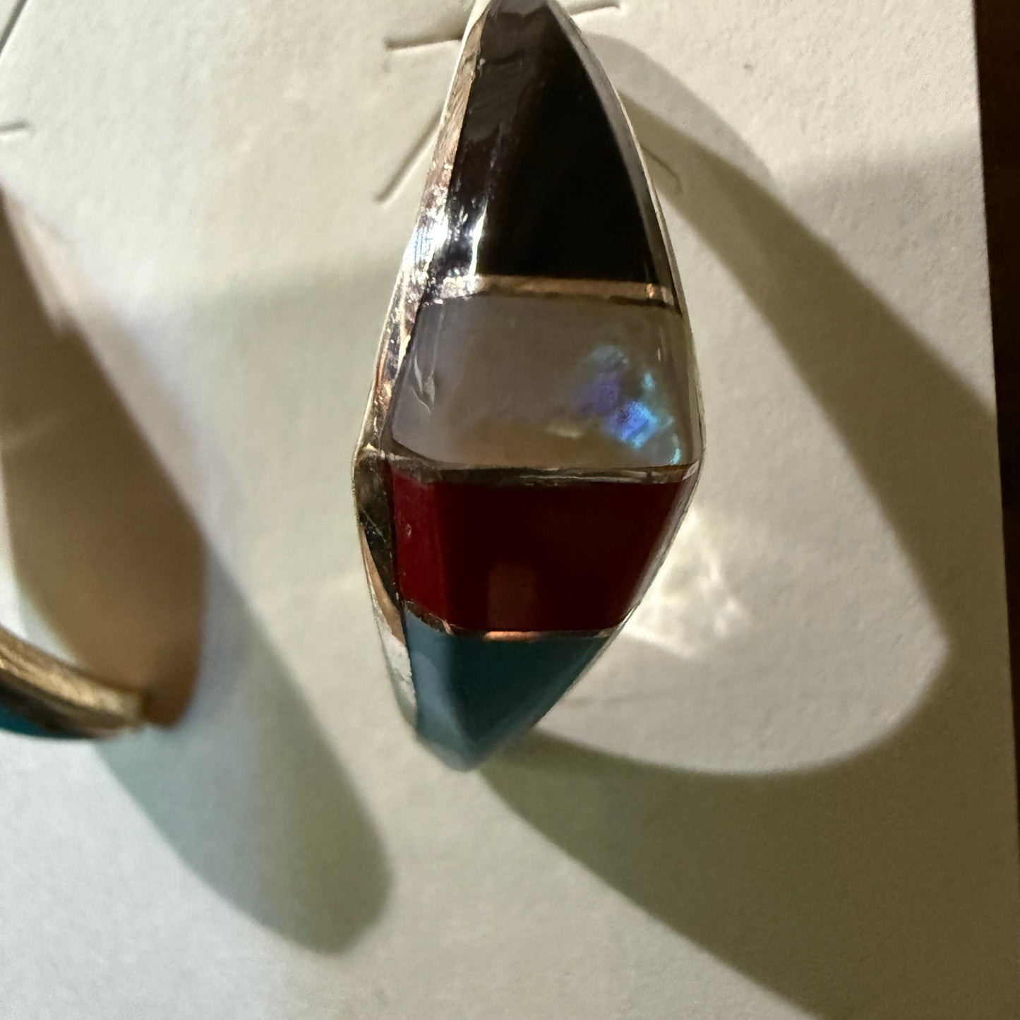 Zuni Handmade Inlaid Sterling Silver Stud Earring By Robert Kanesta