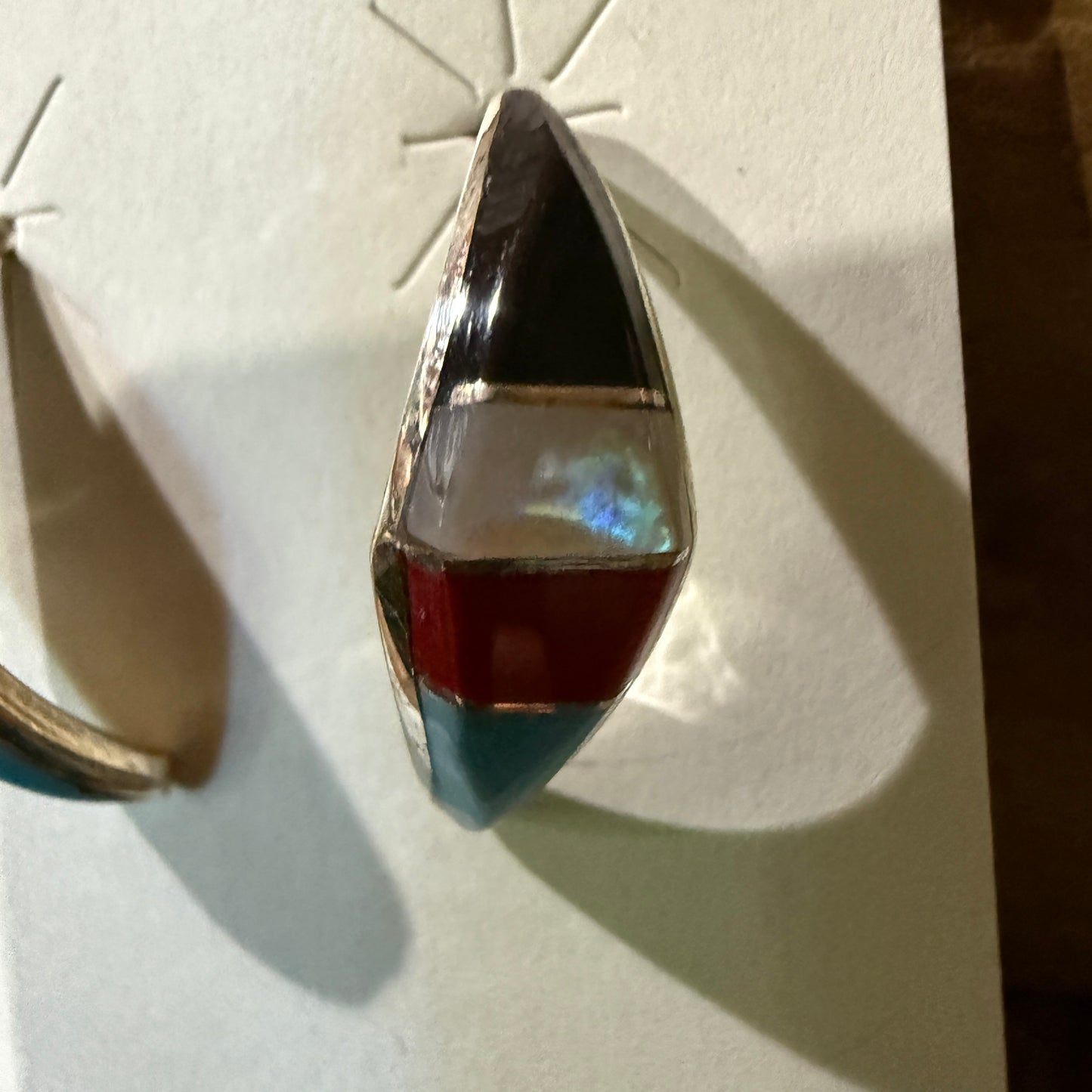 Zuni Handmade Inlaid Sterling Silver Stud Earring By Robert Kanesta