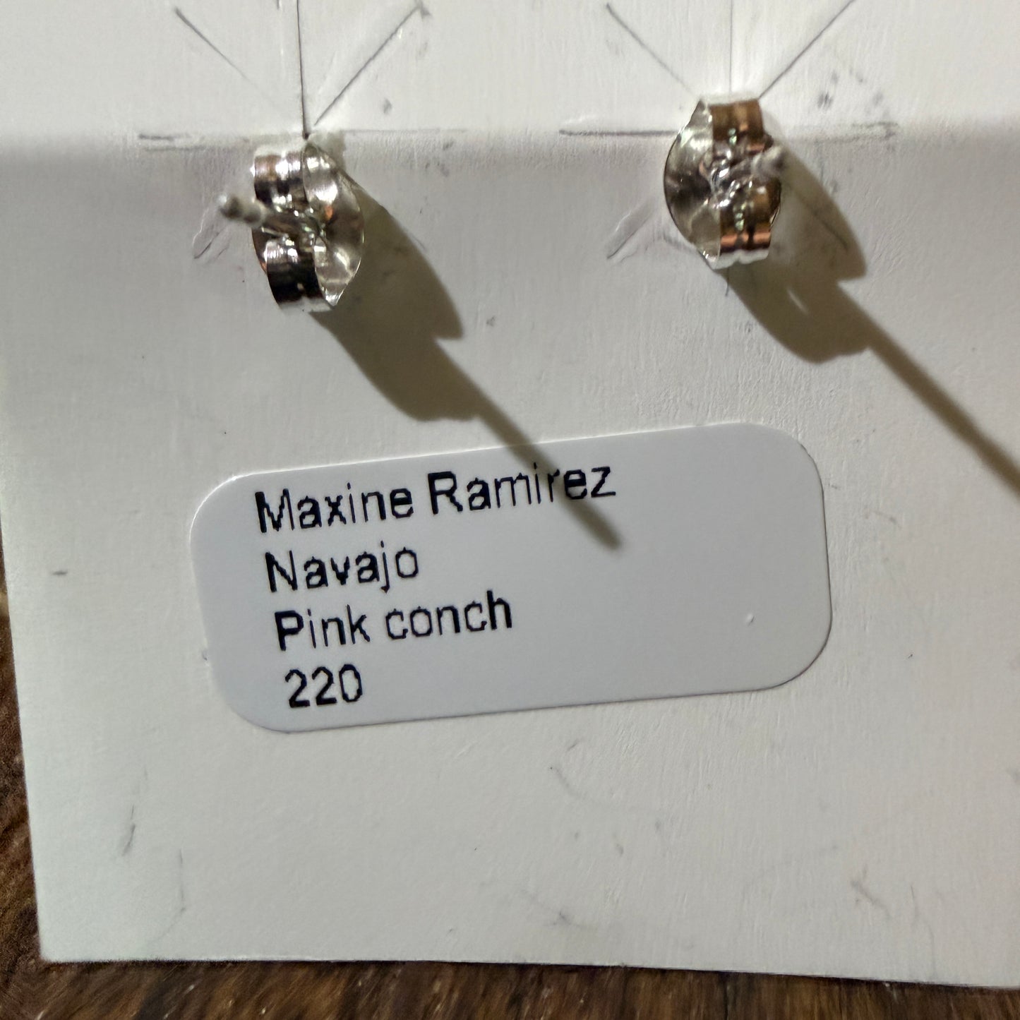 Navajo Handmade Pink Conch Stud Earring Half Cluster Sterling Silver 1 Inch