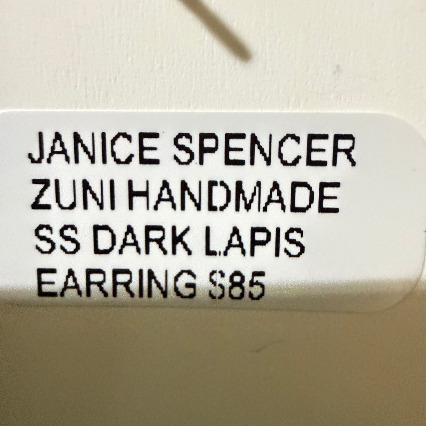 Zuni Handmade Dark Lapis Stud Earrings Sterling Silver By Janice Spencer