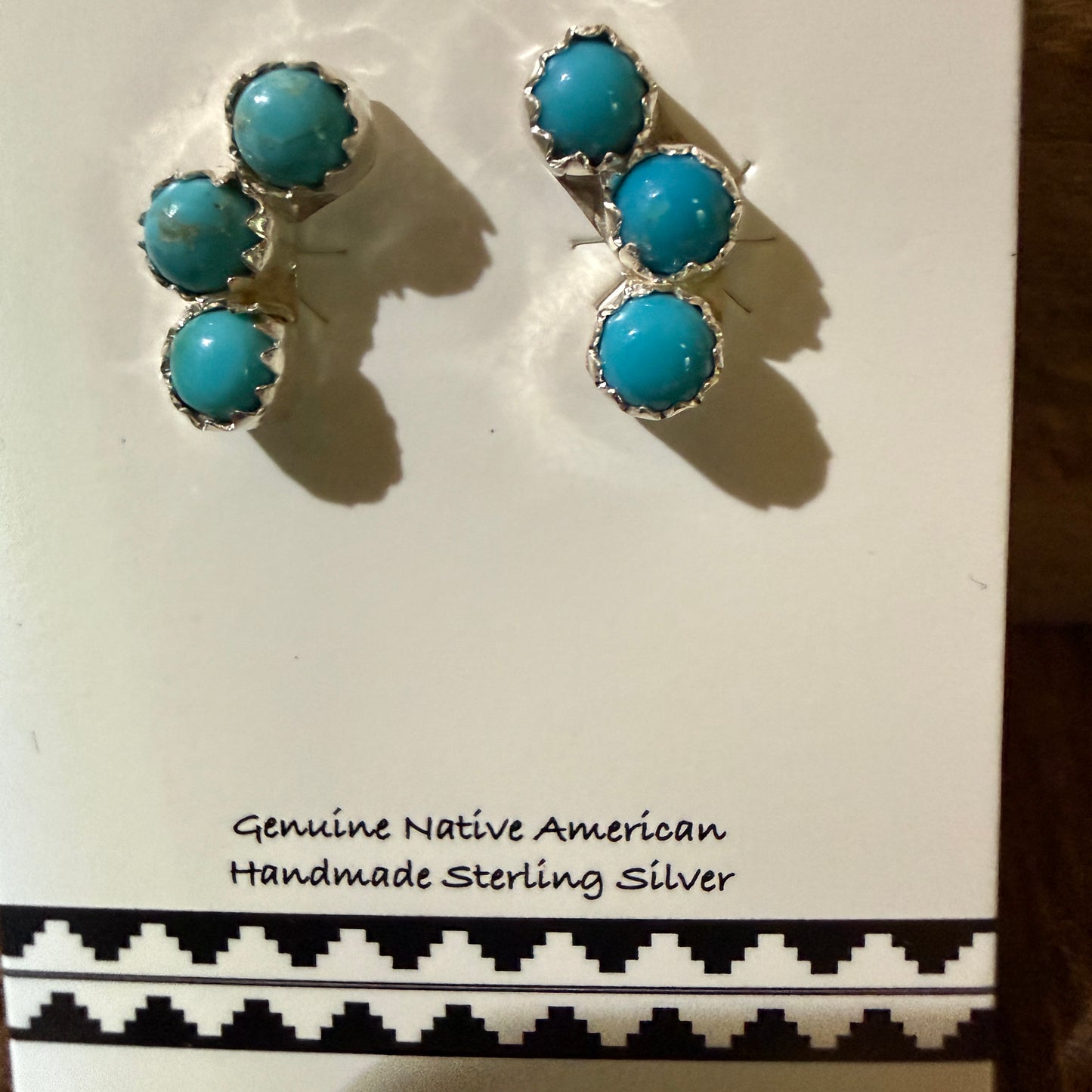 Zuni Handmade Turquoise Stud Earring Sterling Silver By Janice Spencer Kingman