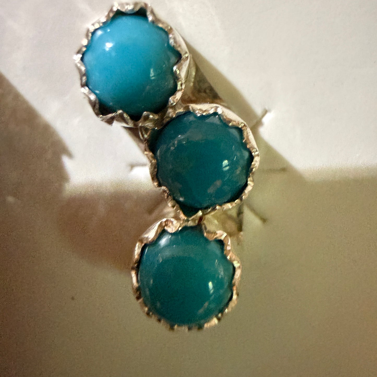 Zuni Handmade Turquoise Stud Earring Sterling Silver By Janice Spencer Kingman