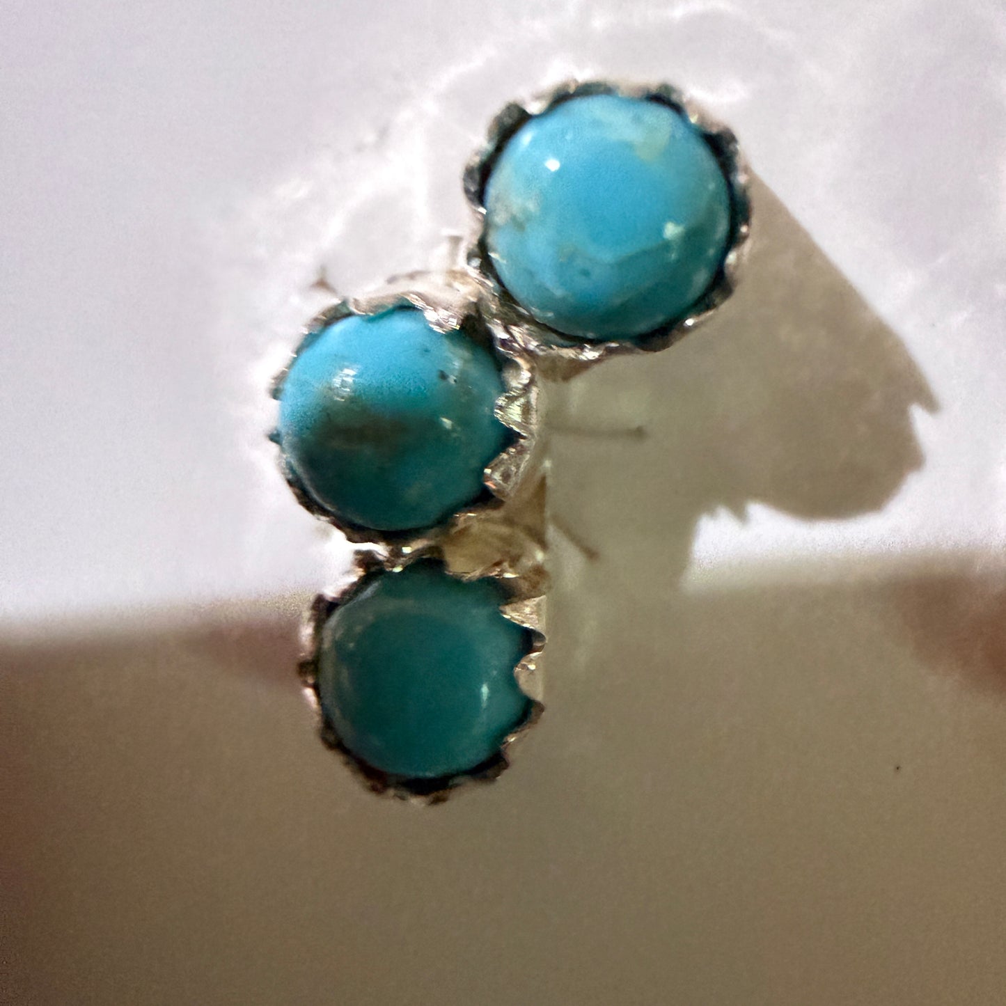 Zuni Handmade Turquoise Stud Earring Sterling Silver By Janice Spencer Kingman