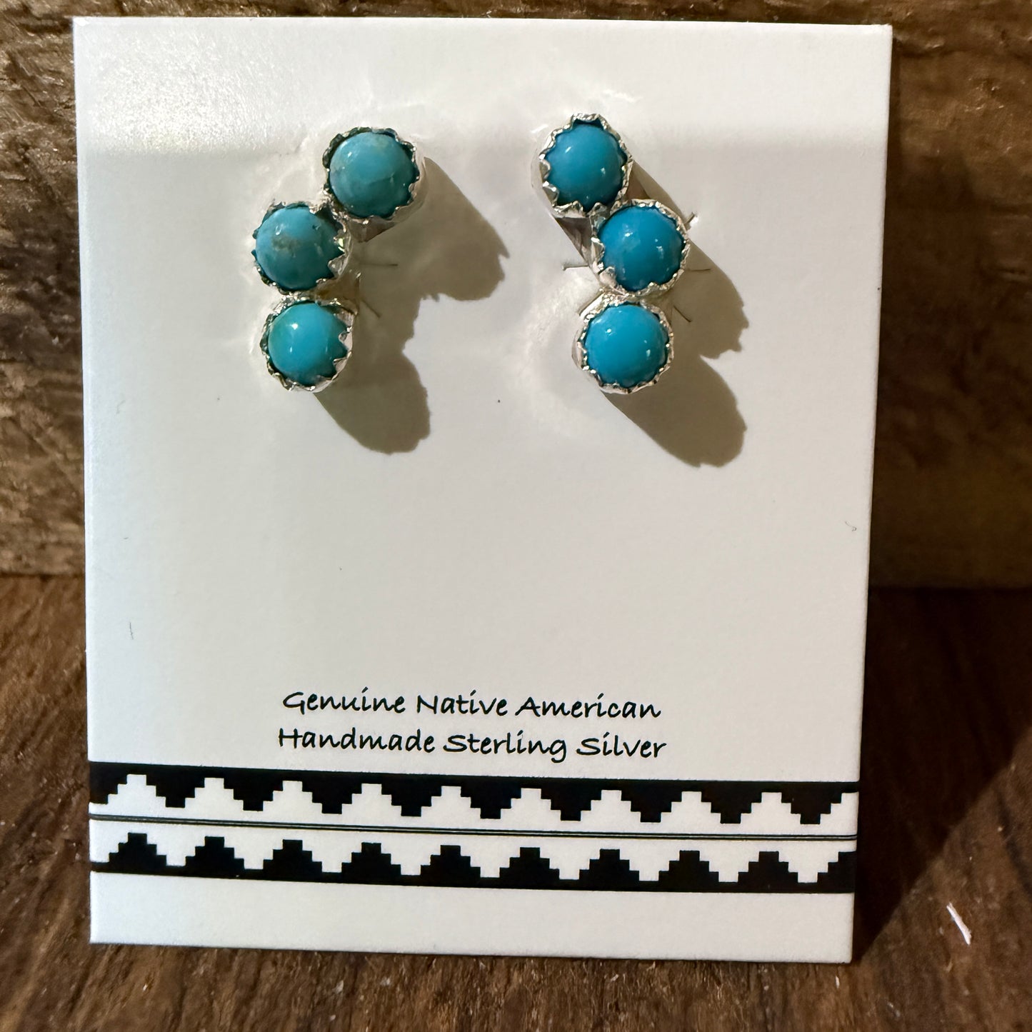 Zuni Handmade Turquoise Stud Earring Sterling Silver By Janice Spencer Kingman