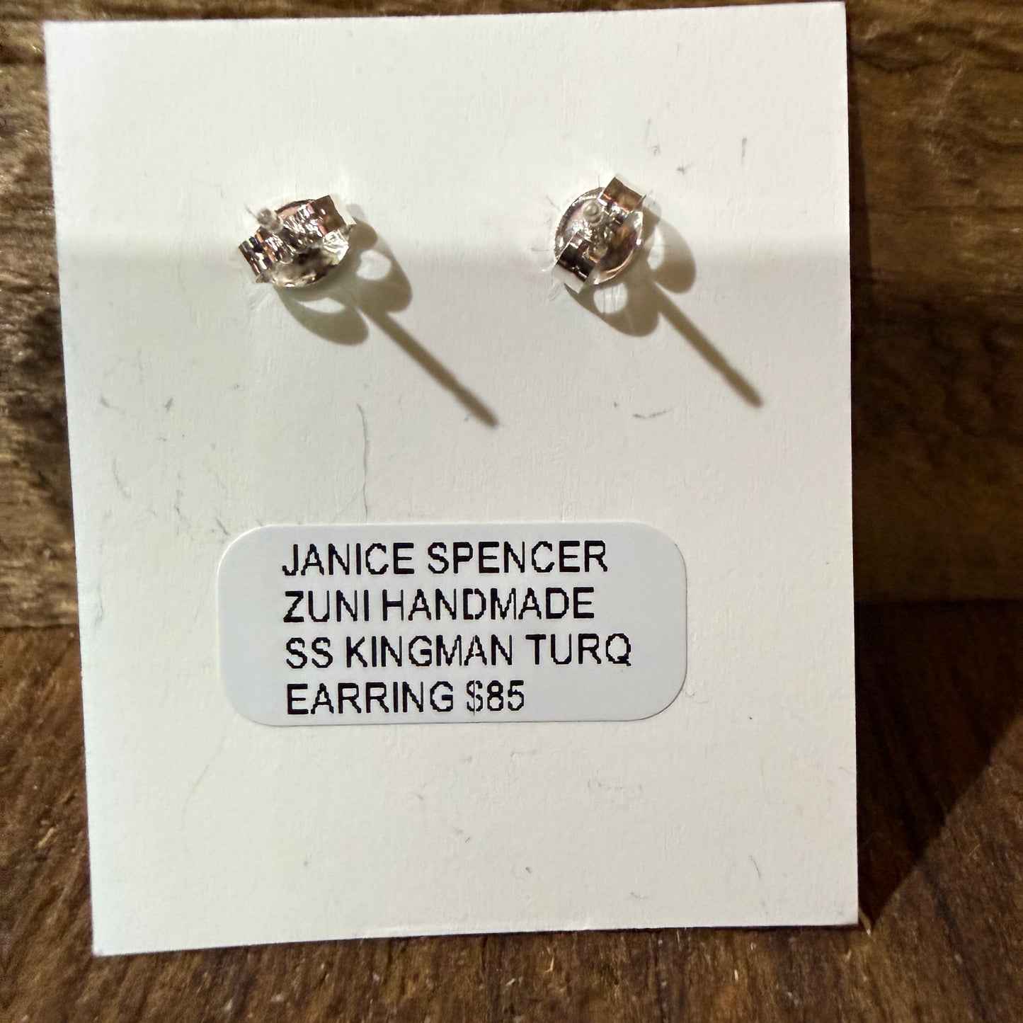 Zuni Handmade Turquoise Stud Earring Sterling Silver By Janice Spencer Kingman