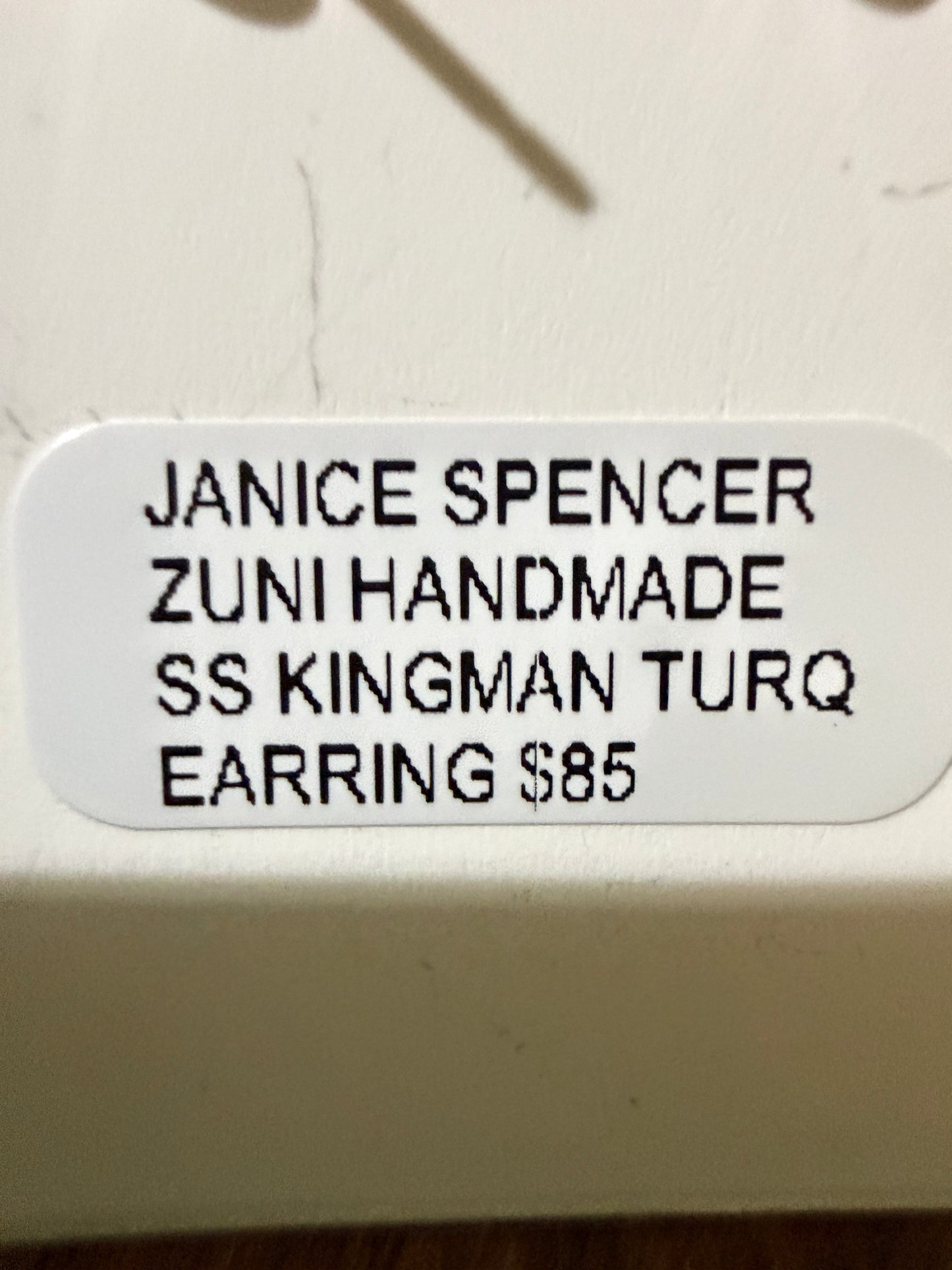 Zuni Handmade Turquoise Stud Earring Sterling Silver By Janice Spencer Kingman