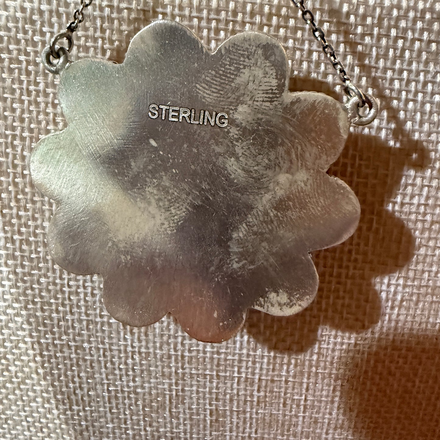 Orange Spiny Oyster Cluster Necklace in Sterling Silver with 18 Inch Chain