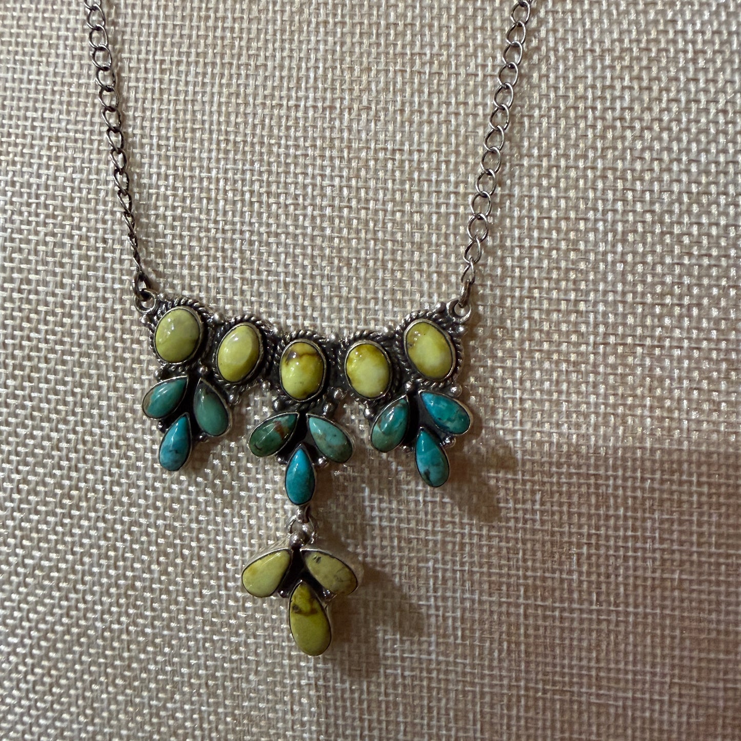 Palomino Kingman Turquoise Gemstone Necklace In Sterling Silver 18 Inch Chain