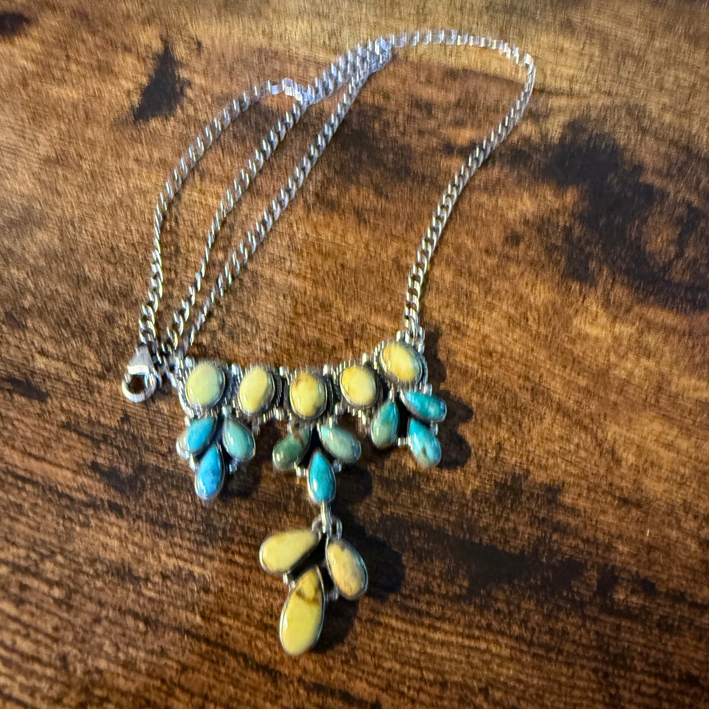 Palomino Kingman Turquoise Gemstone Necklace In Sterling Silver 18 Inch Chain